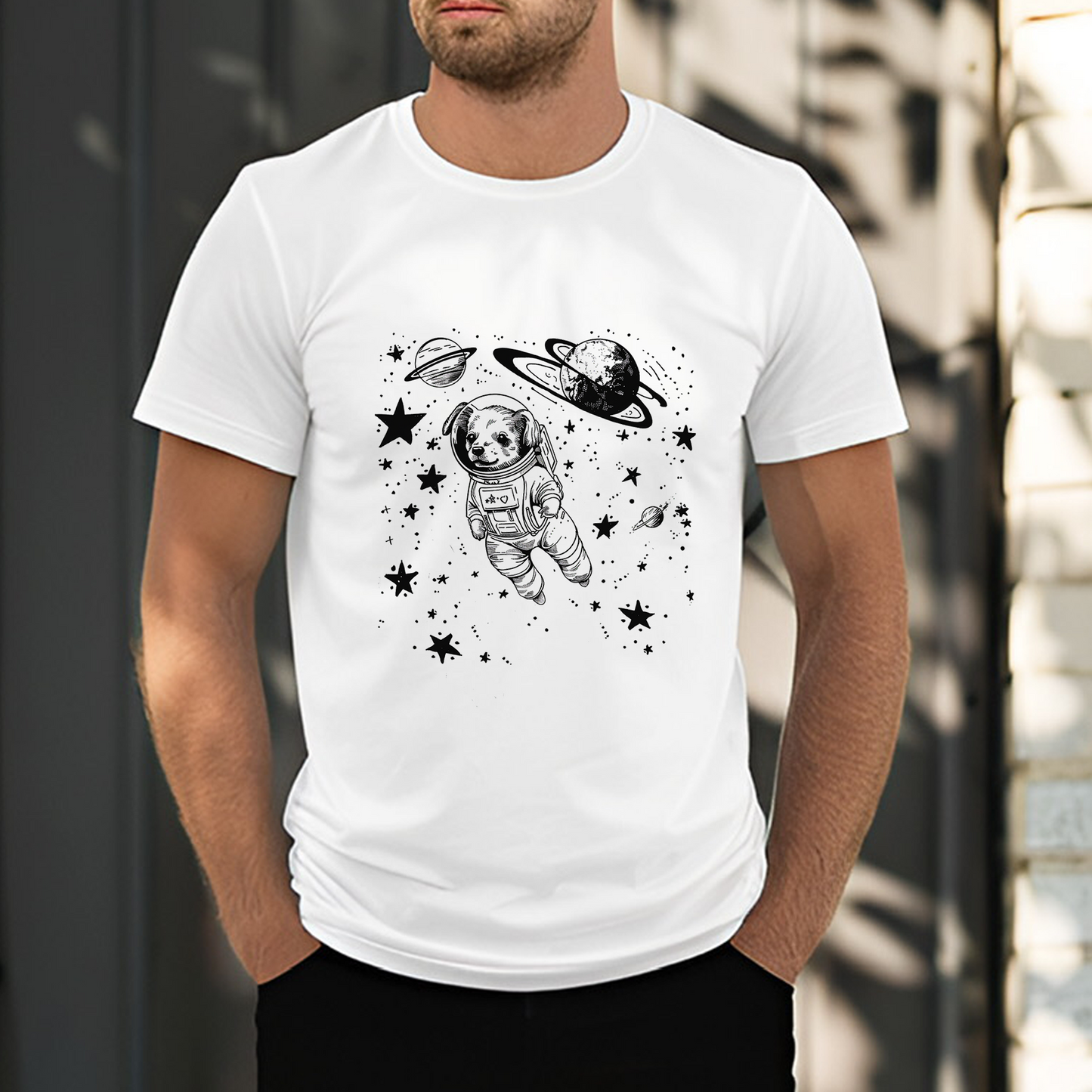 Astronaut Dog White T-shirt