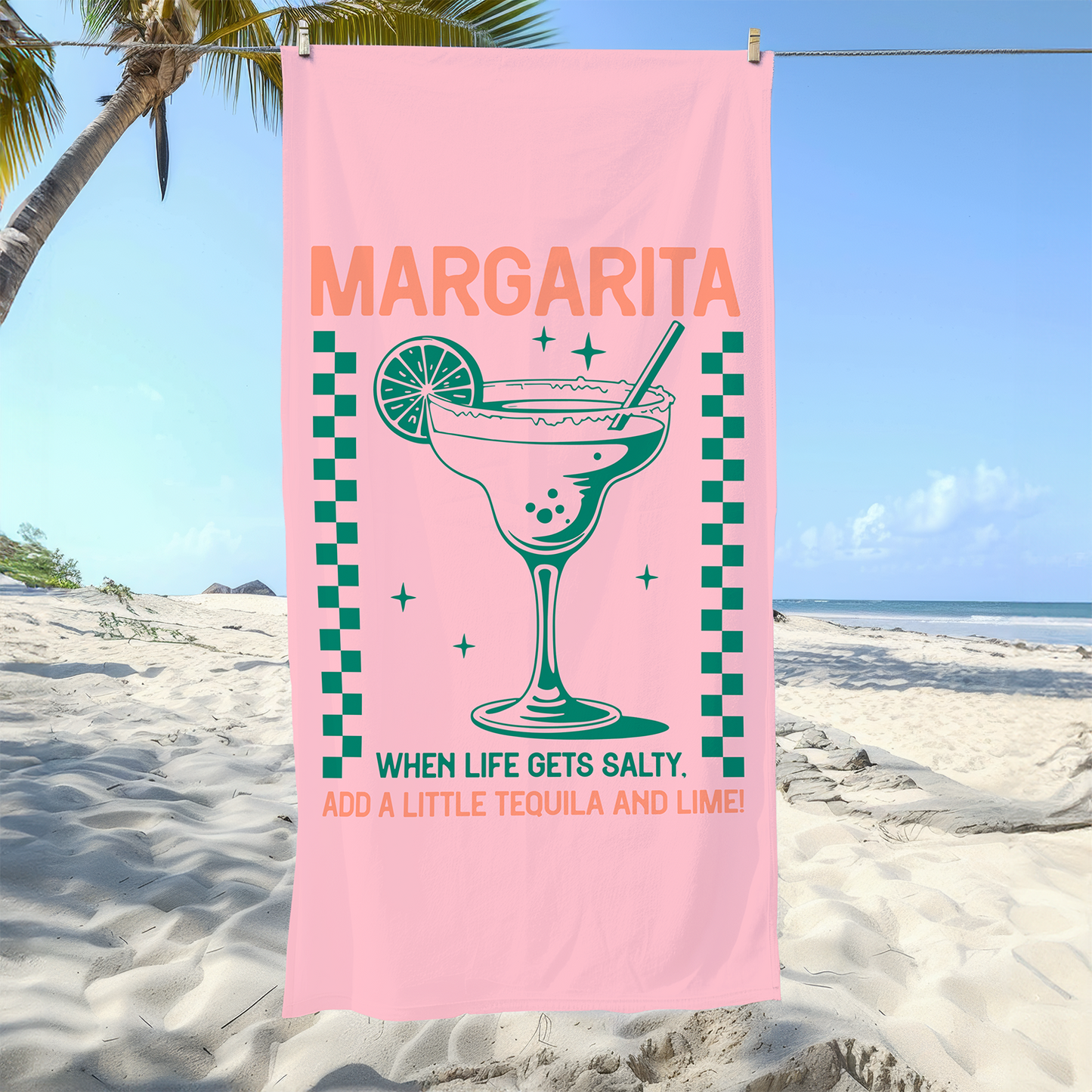 Pink Cocktail Printed Beach Towel