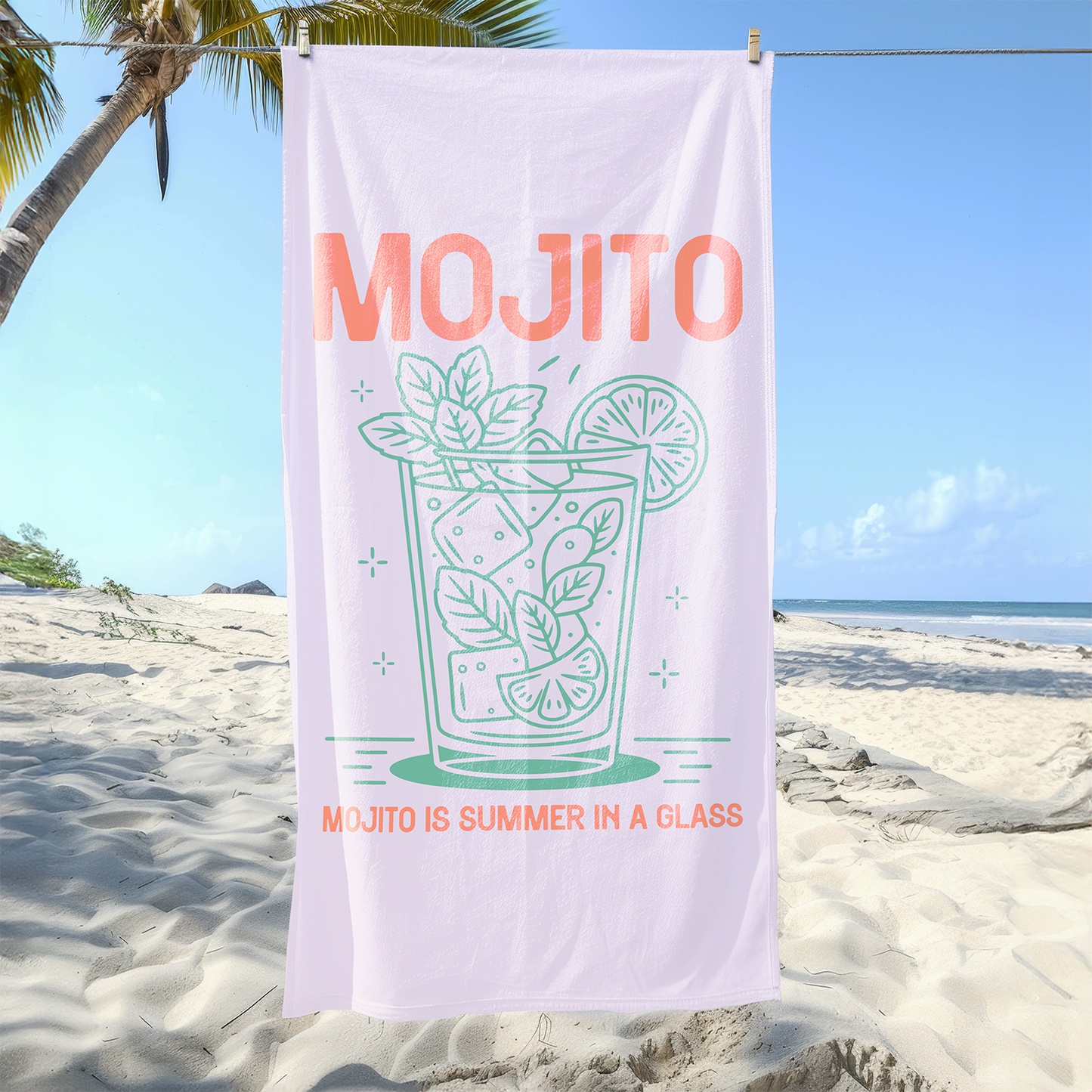 Lilac Cockatail Printed Beach Towel