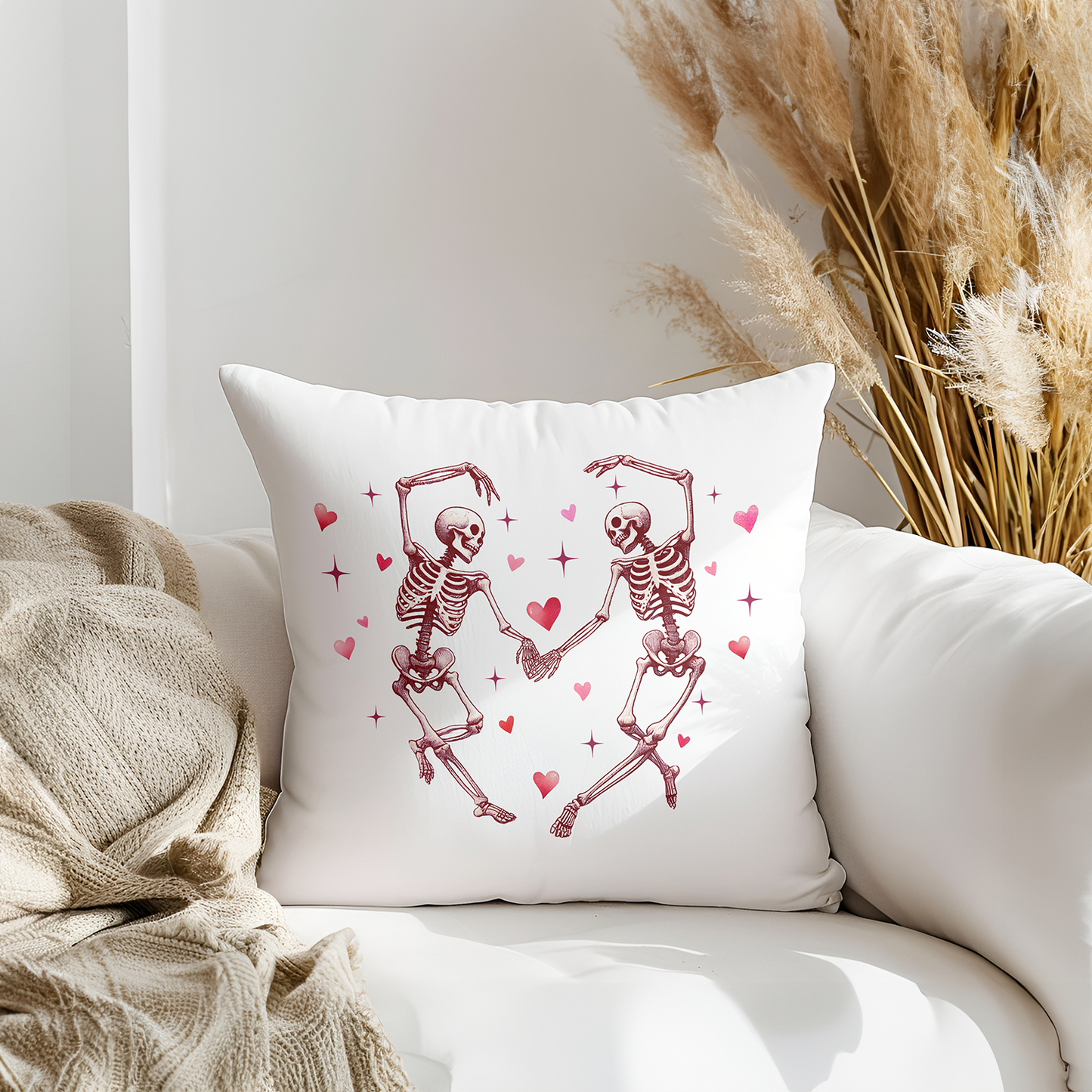 Dancing Skeletons Printed Faux Suede Cushion