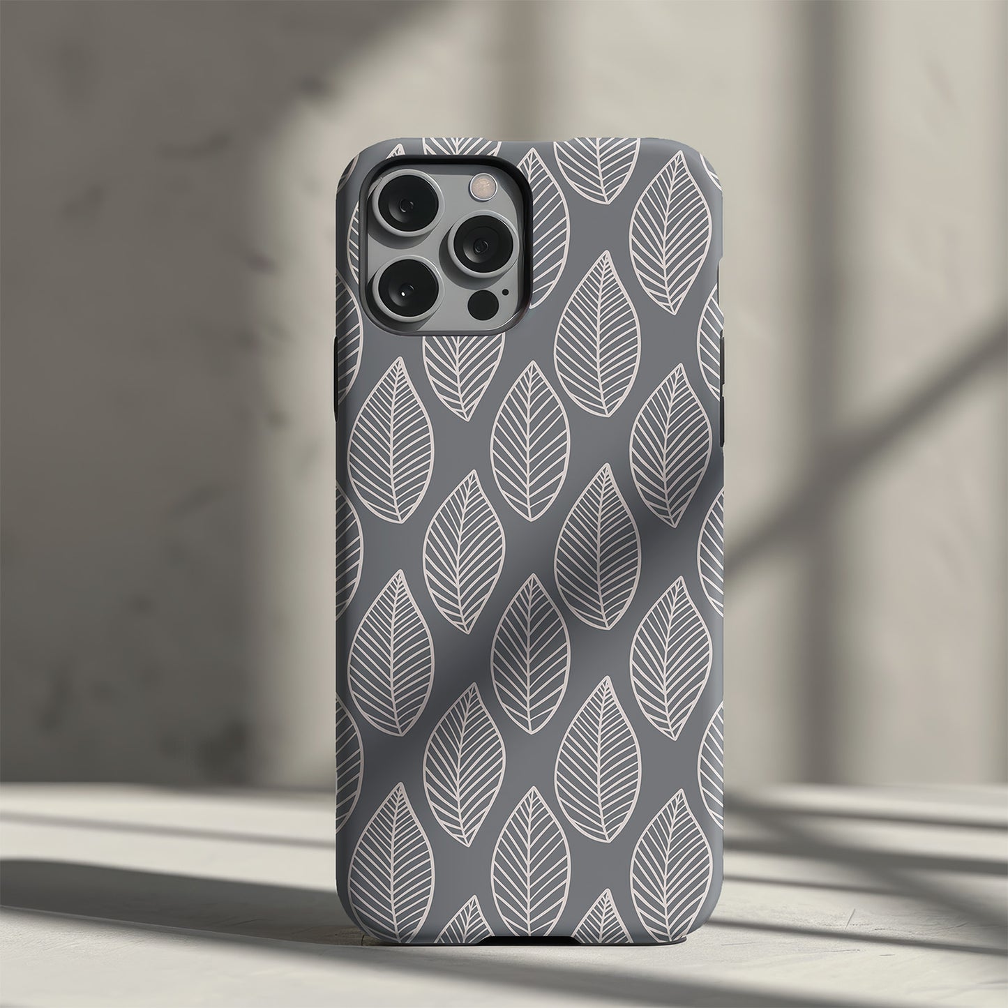 Grey Leaf Slim Phone Case