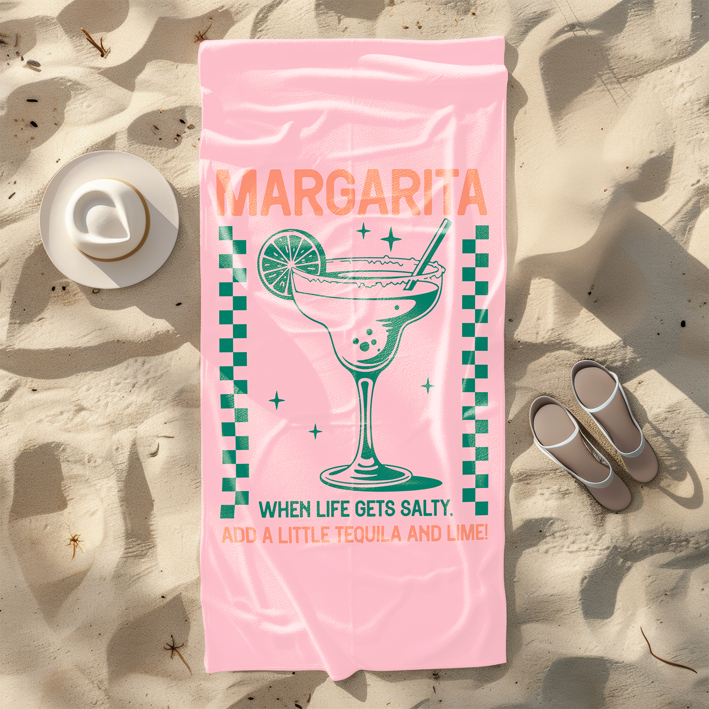 Pink Cocktail Printed Beach Towel