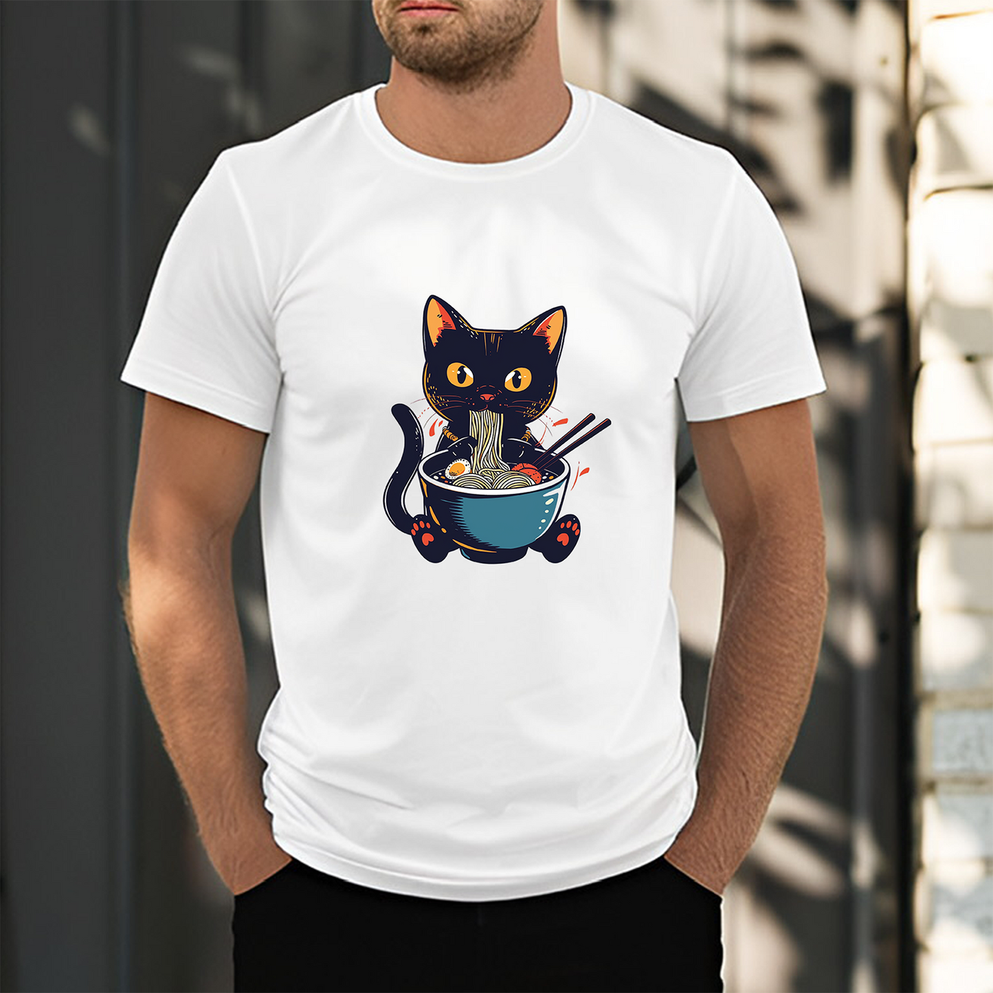 Noodle Cat White T-shirt