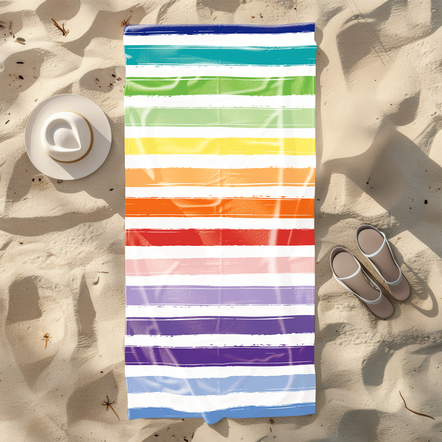 Rainbow Stripe Printed Beach Towel