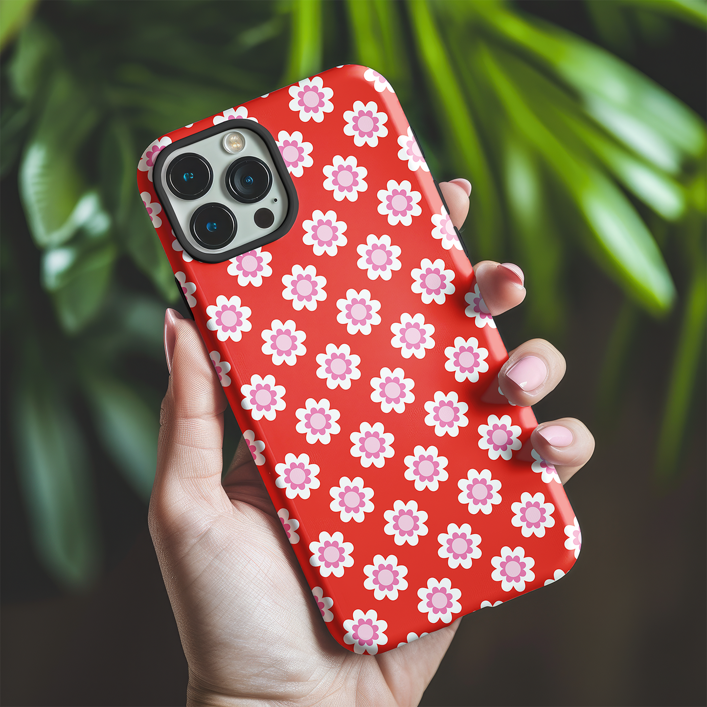 Red Floral Tough Phone Case