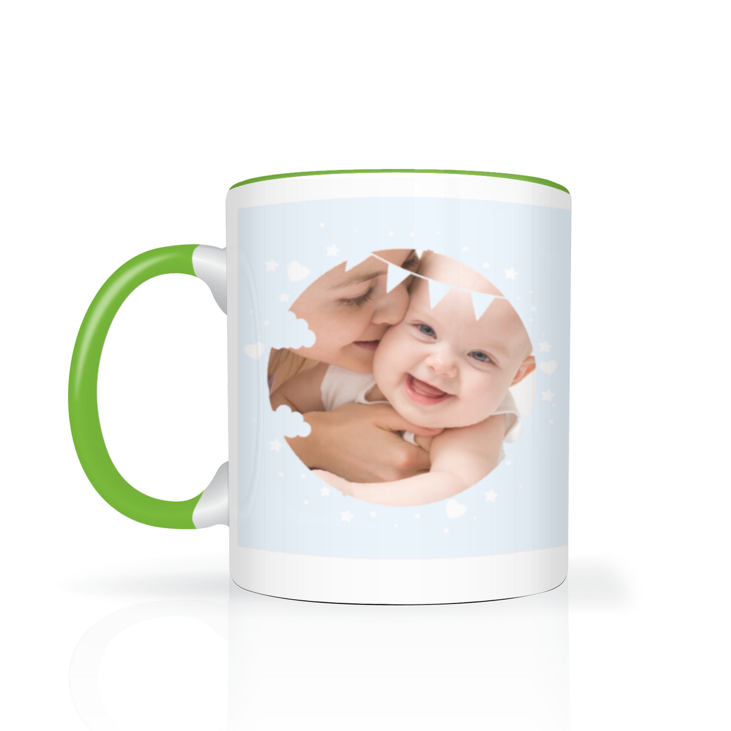 Personalised Cloud And Bunting Blue Photo 11oz Mug