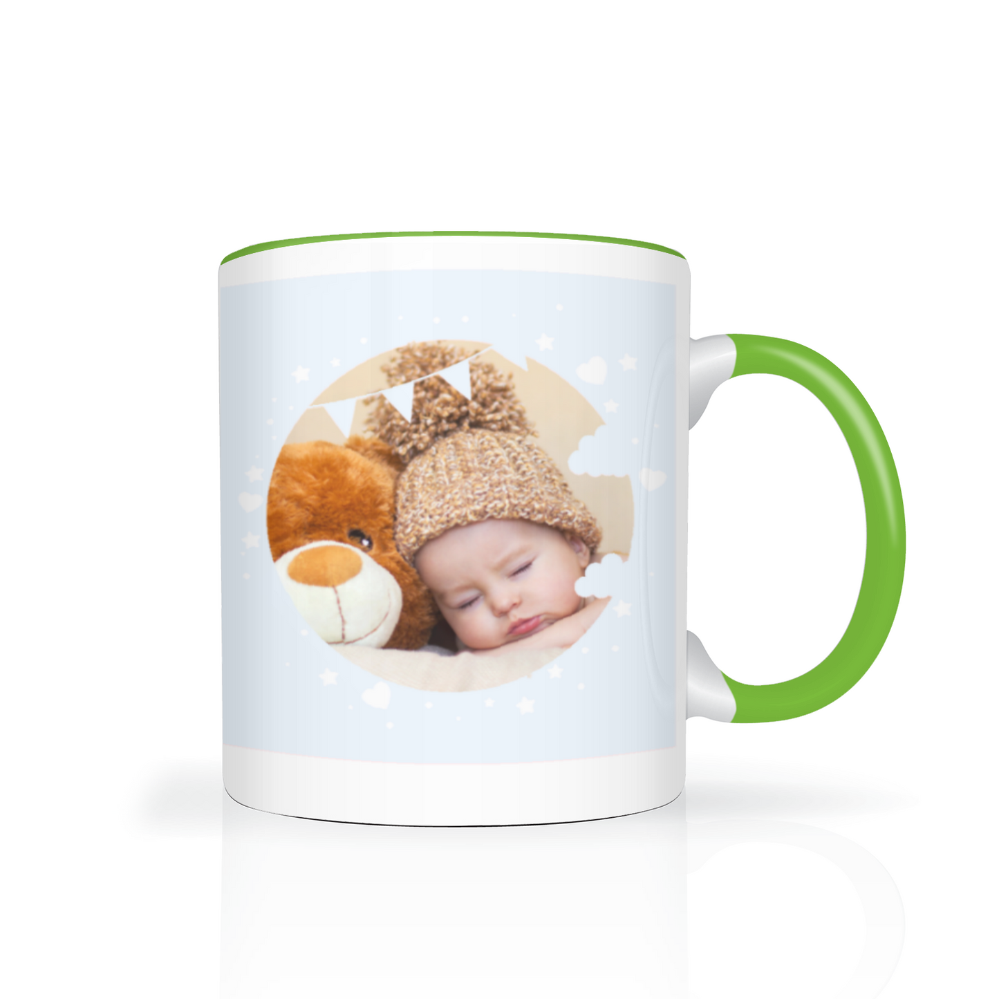 Personalised Cloud And Bunting Blue Photo 11oz Mug