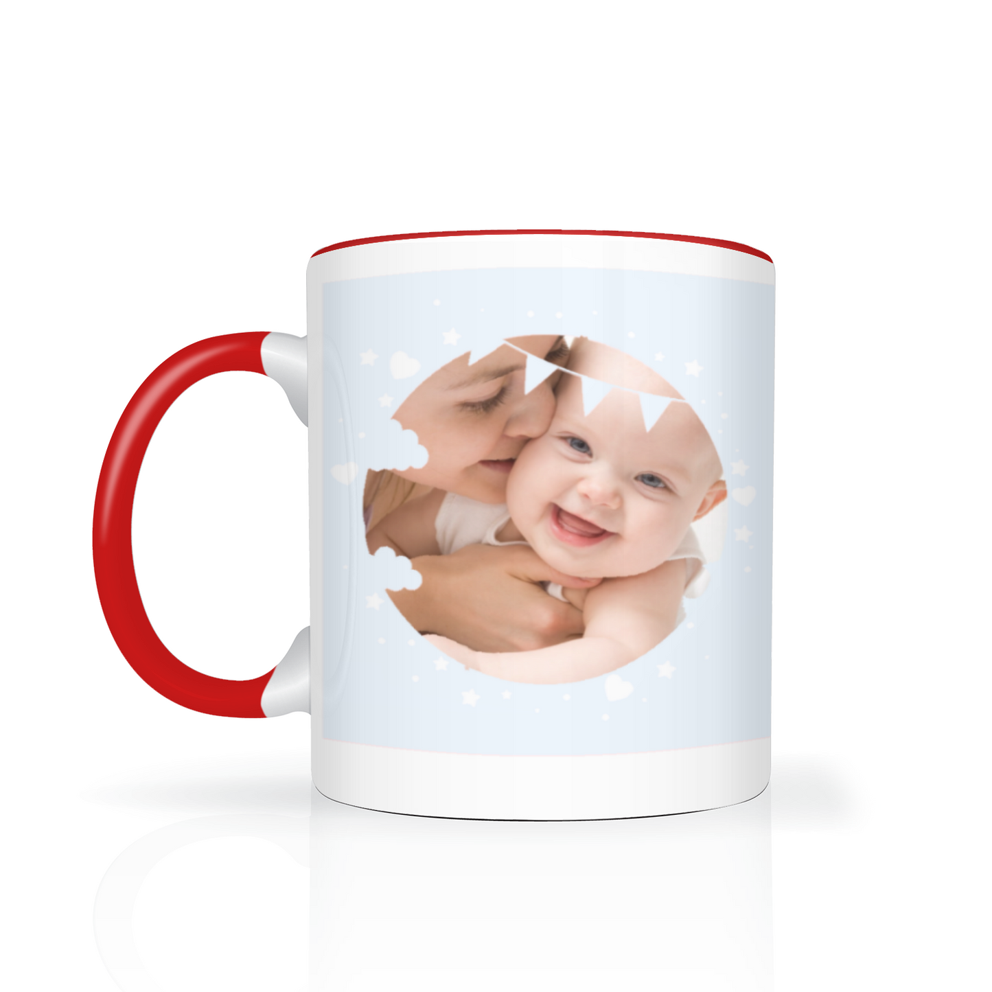 Personalised Cloud And Bunting Blue Photo 11oz Mug