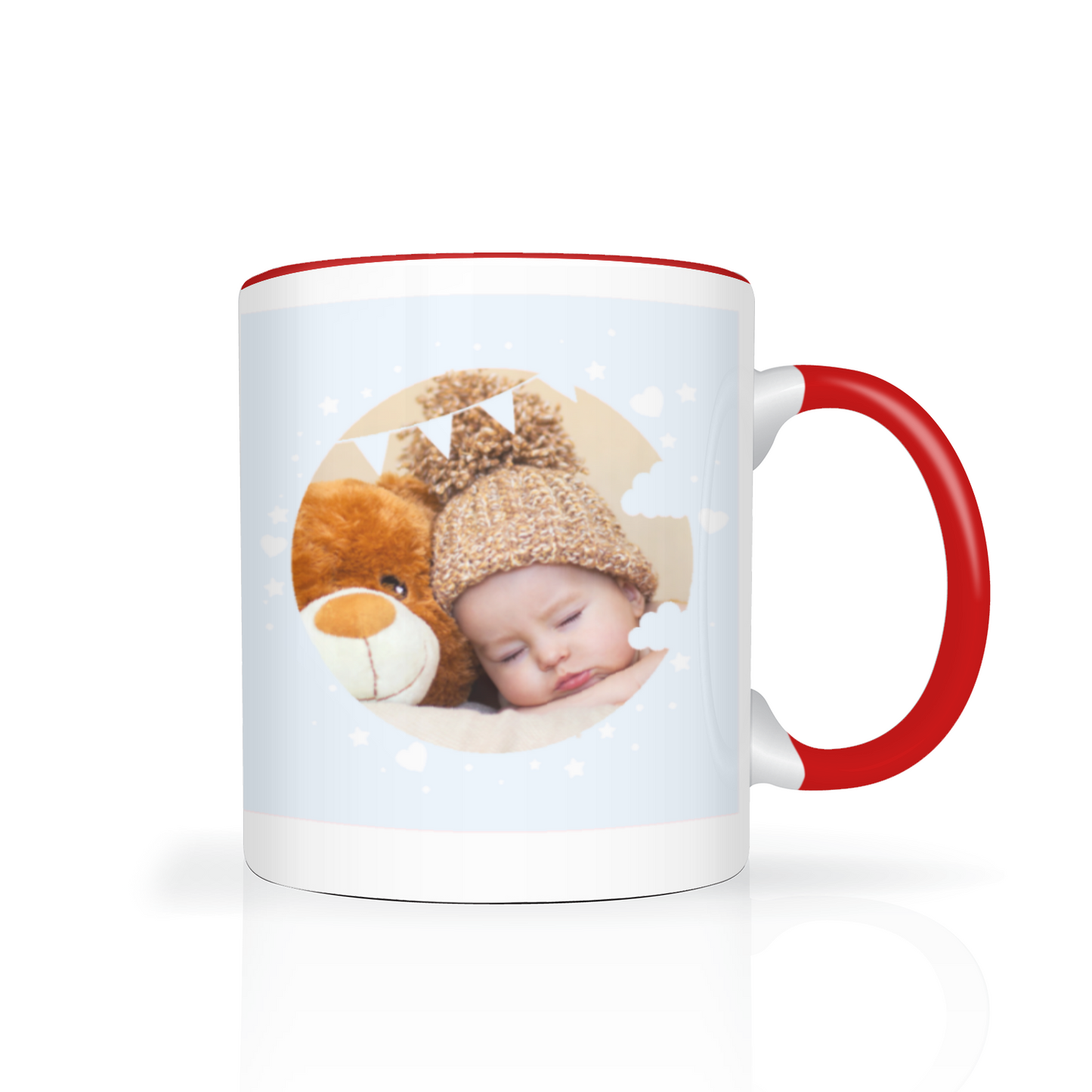 Personalised Cloud And Bunting Blue Photo 11oz Mug