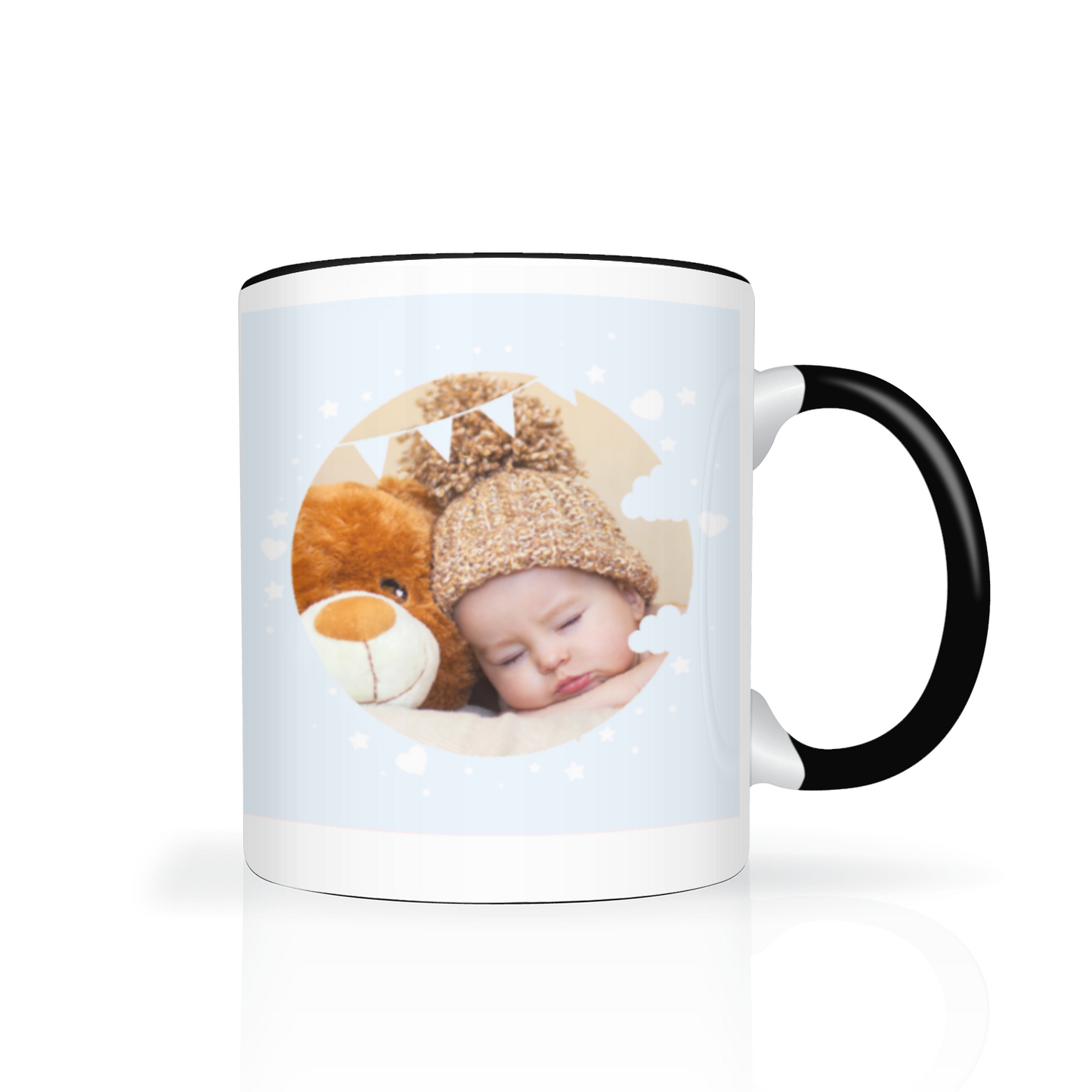 Personalised Cloud And Bunting Blue Photo 11oz Mug