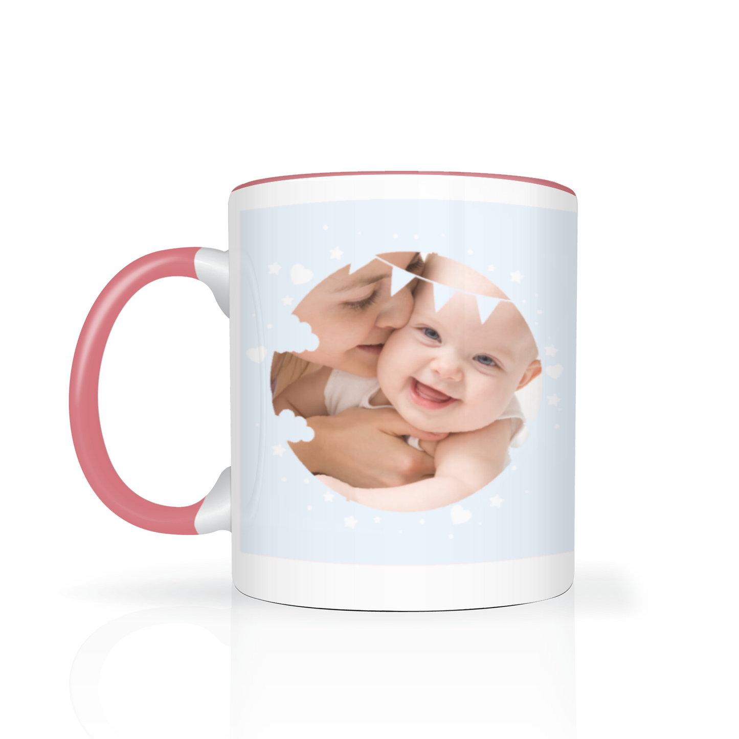 Personalised Cloud And Bunting Blue Photo 11oz Mug