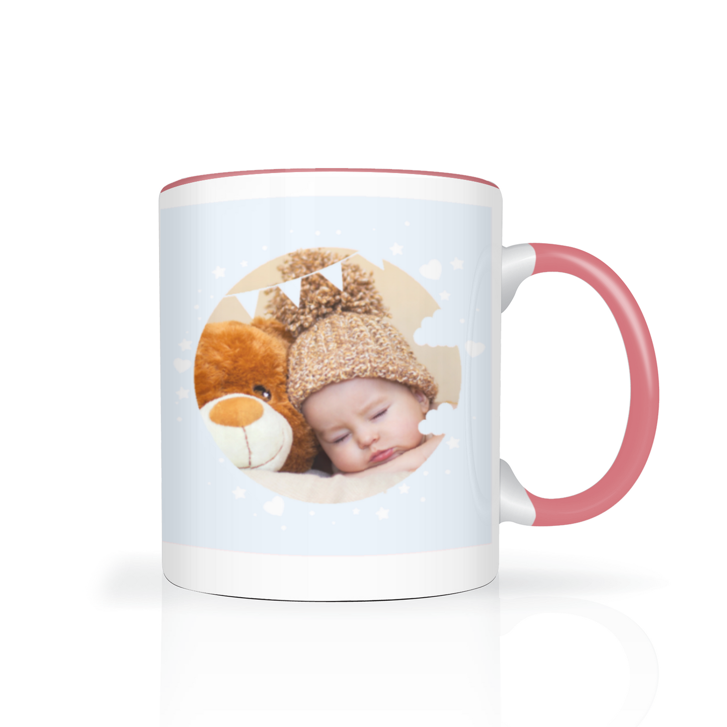 Personalised Cloud And Bunting Blue Photo 11oz Mug
