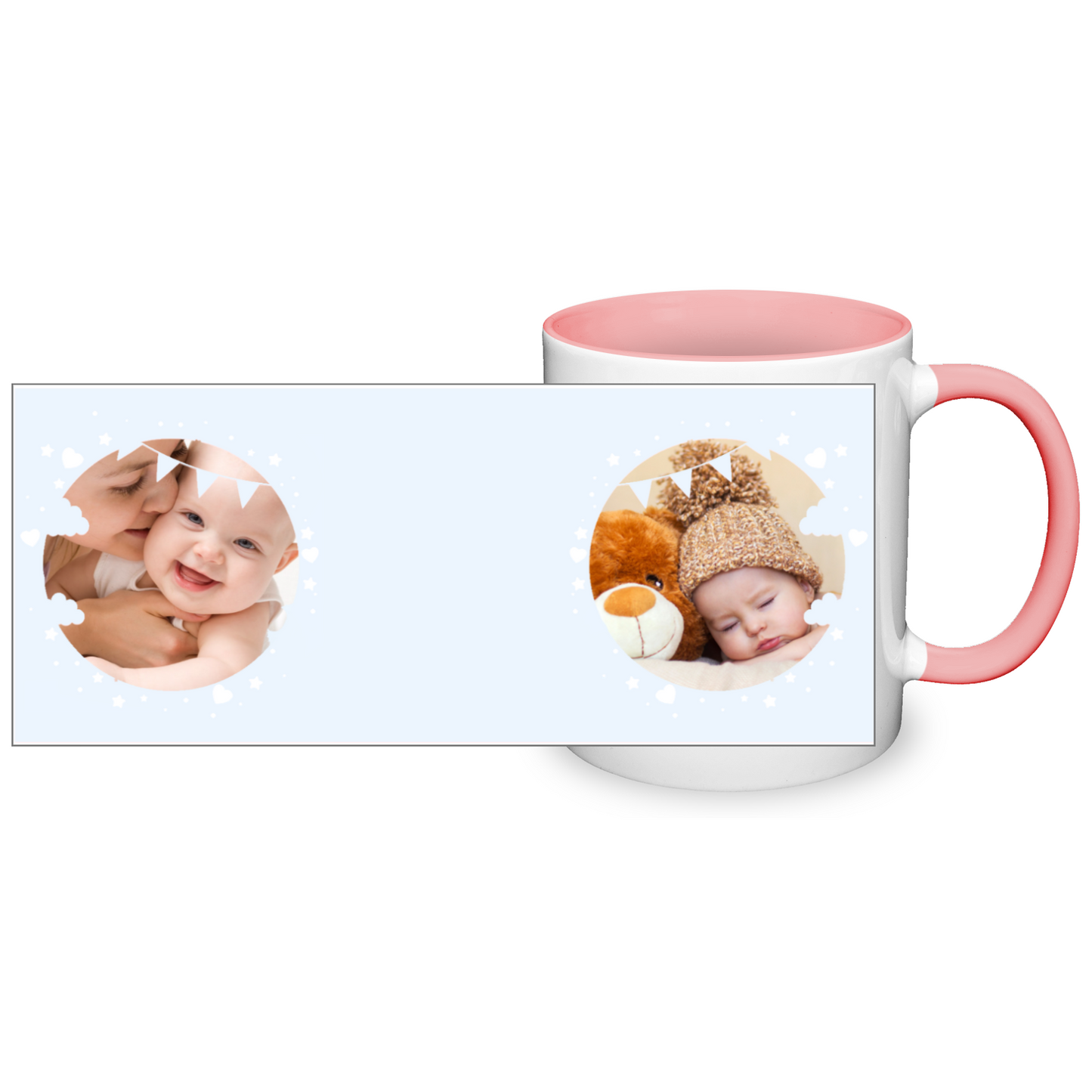 Personalised Cloud And Bunting Blue Photo 11oz Mug