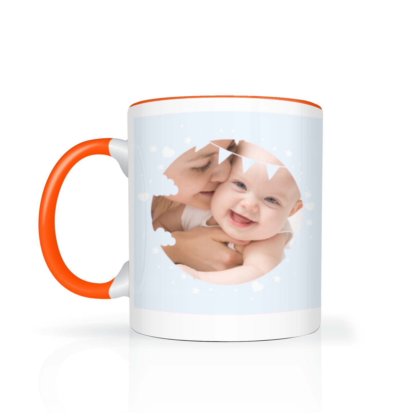 Personalised Cloud And Bunting Blue Photo 11oz Mug