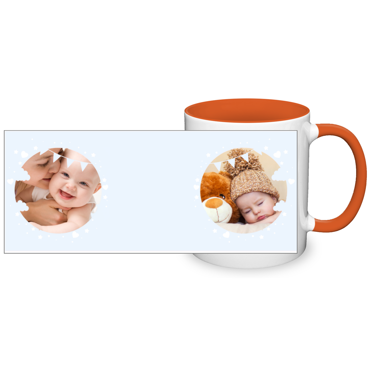 Personalised Cloud And Bunting Blue Photo 11oz Mug