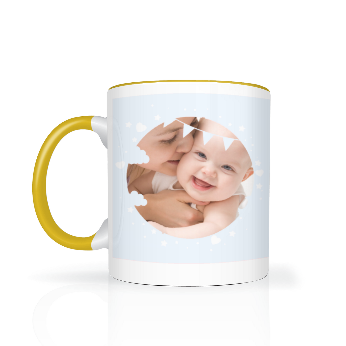 Personalised Cloud And Bunting Blue Photo 11oz Mug