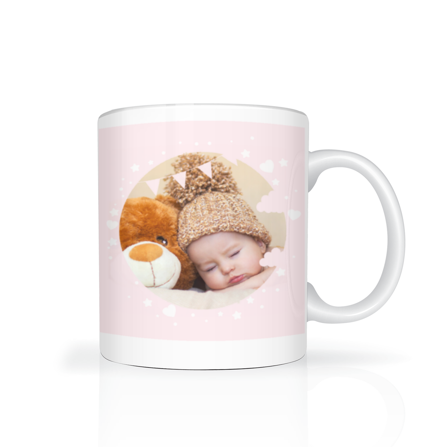 Personalised Cloud And Bunting Pink Photo 11oz Mug
