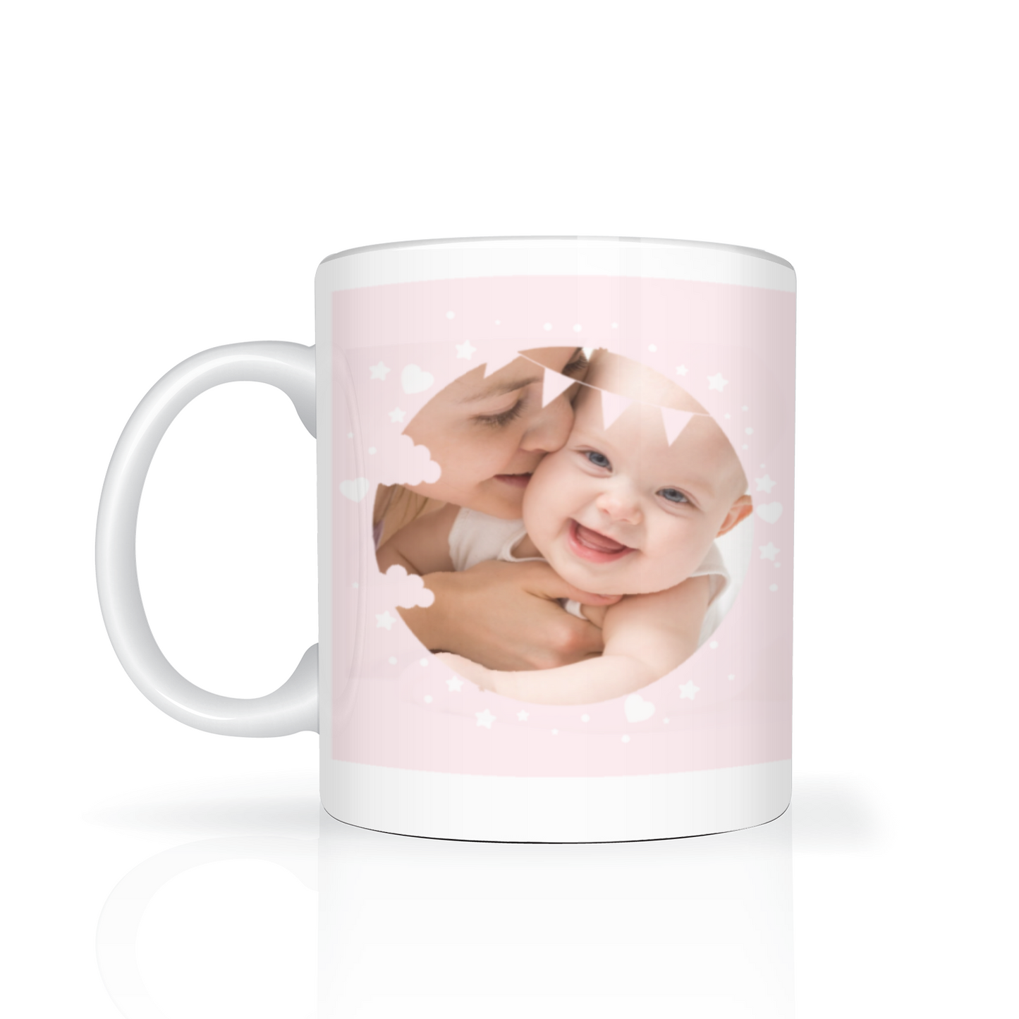 Personalised Cloud And Bunting Pink Photo 11oz Mug
