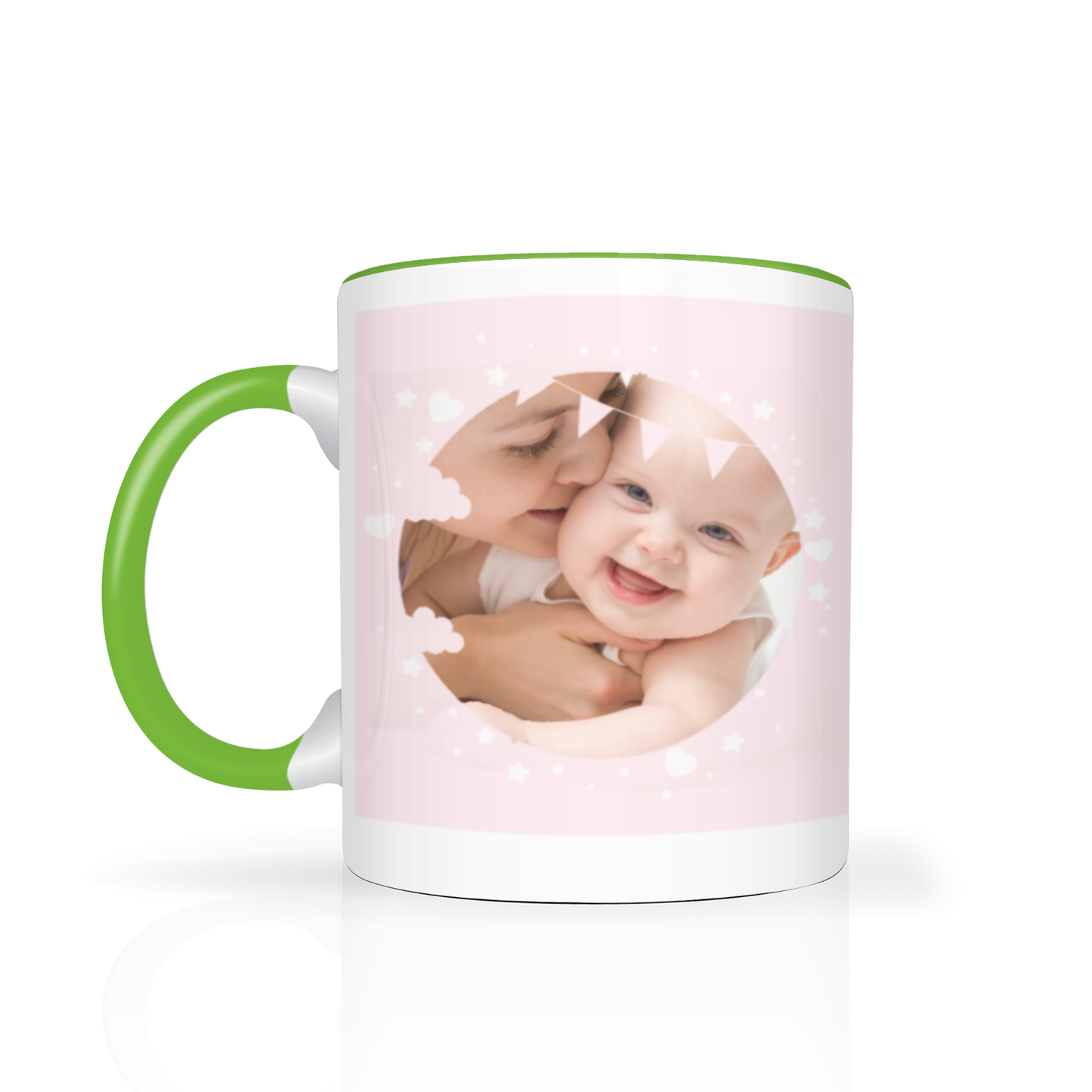 Personalised Cloud And Bunting Pink Photo 11oz Mug