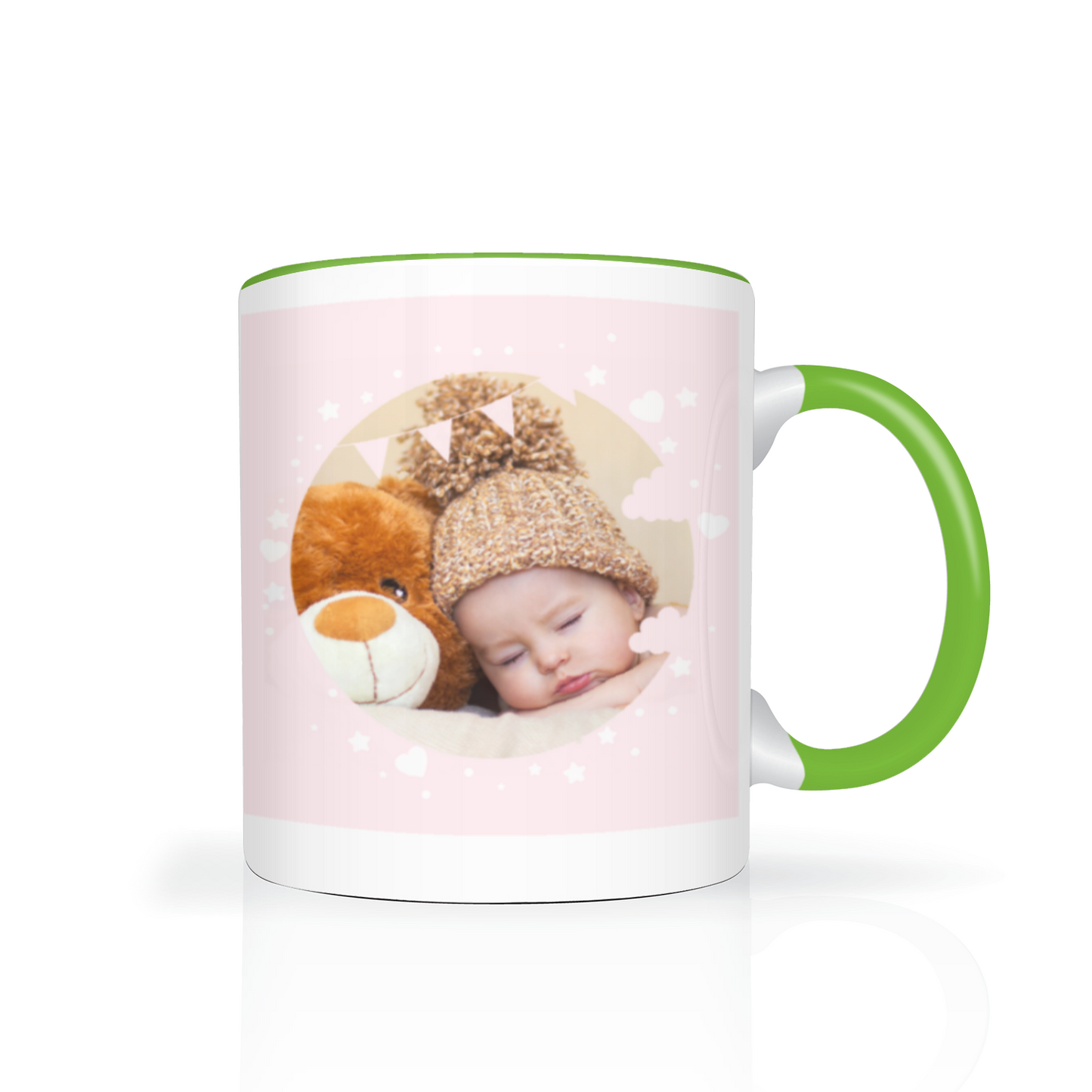 Personalised Cloud And Bunting Pink Photo 11oz Mug
