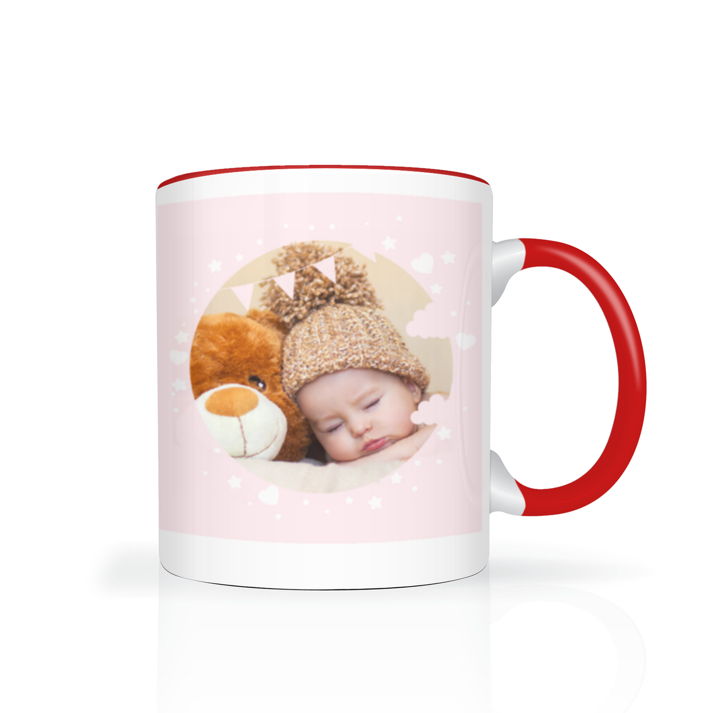 Personalised Cloud And Bunting Pink Photo 11oz Mug