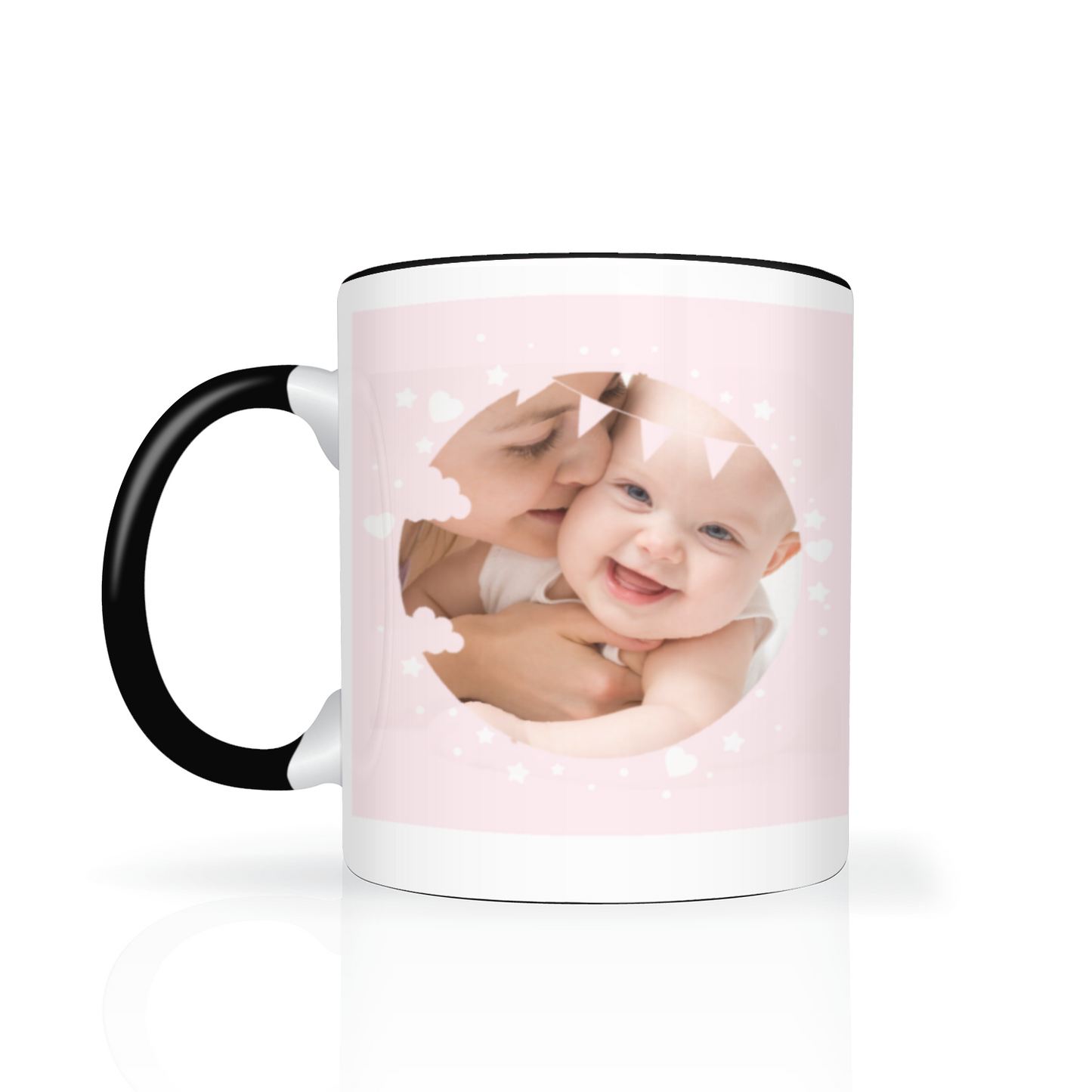 Personalised Cloud And Bunting Pink Photo 11oz Mug