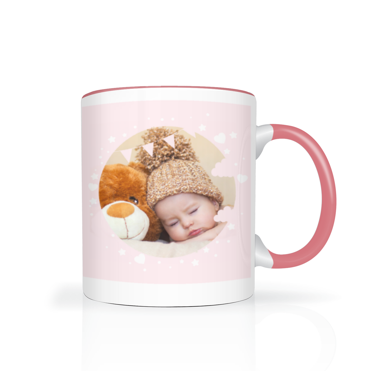Personalised Cloud And Bunting Pink Photo 11oz Mug