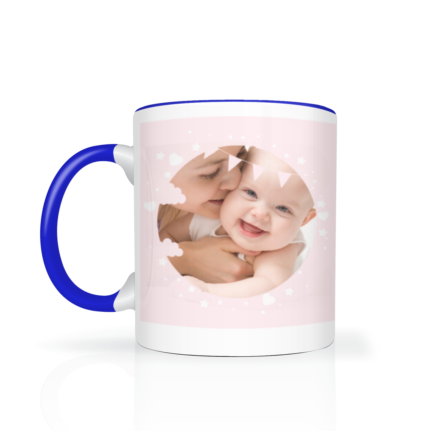 Personalised Cloud And Bunting Pink Photo 11oz Mug