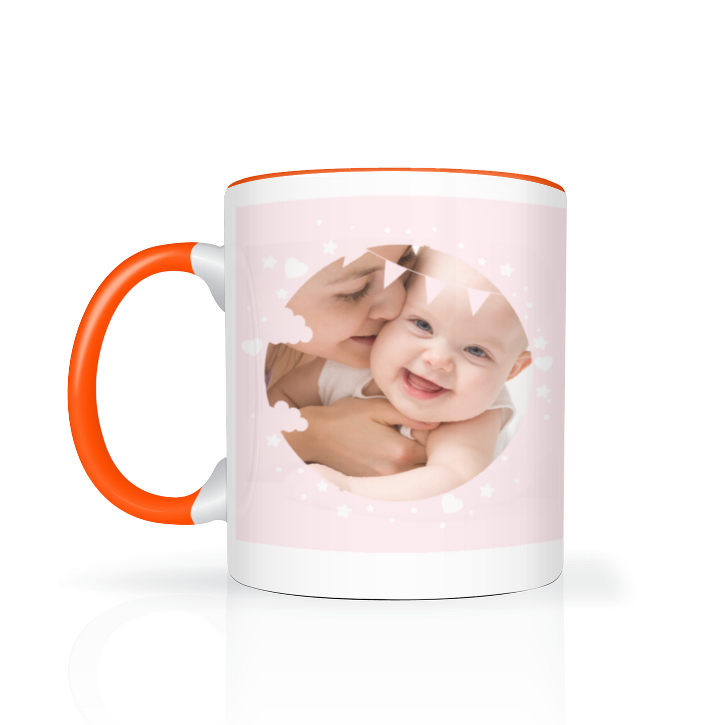 Personalised Cloud And Bunting Pink Photo 11oz Mug