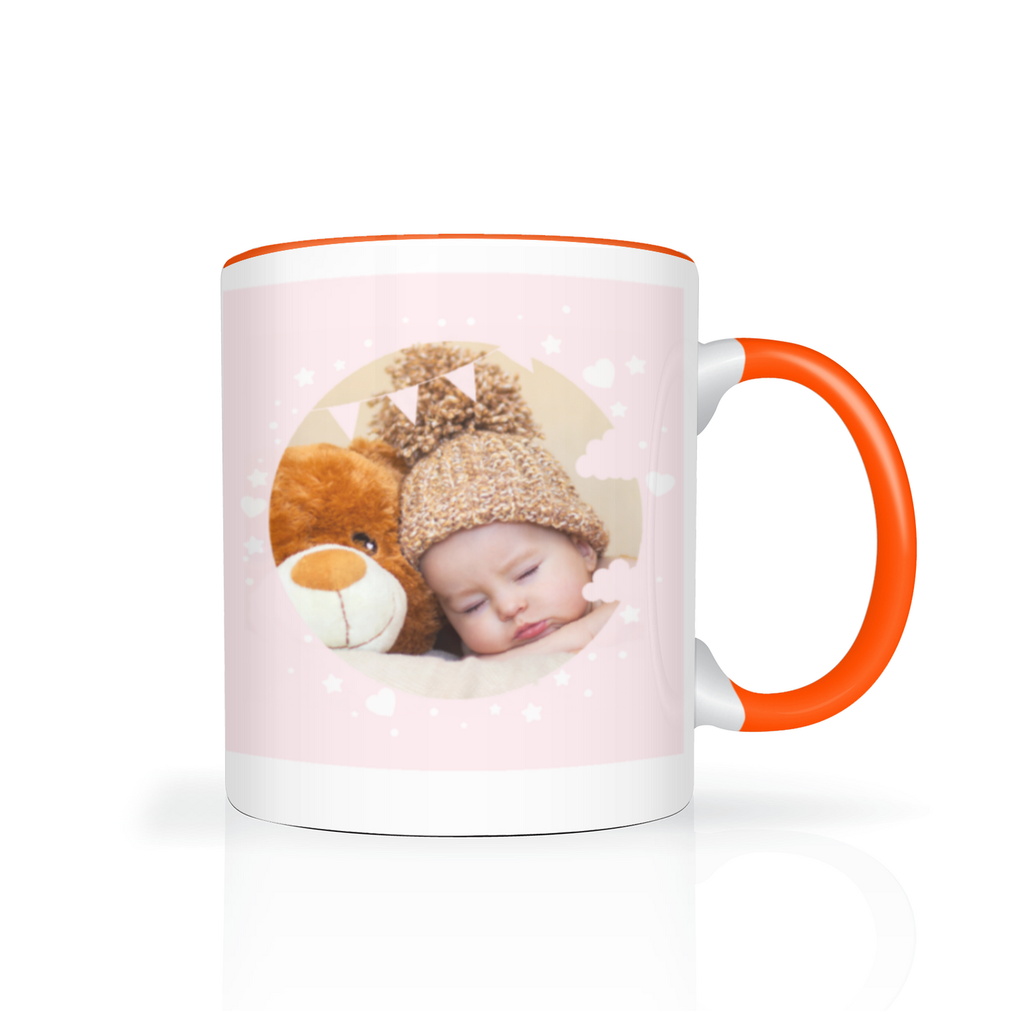 Personalised Cloud And Bunting Pink Photo 11oz Mug