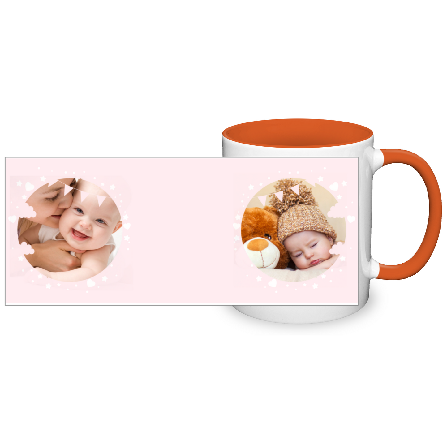 Personalised Cloud And Bunting Pink Photo 11oz Mug