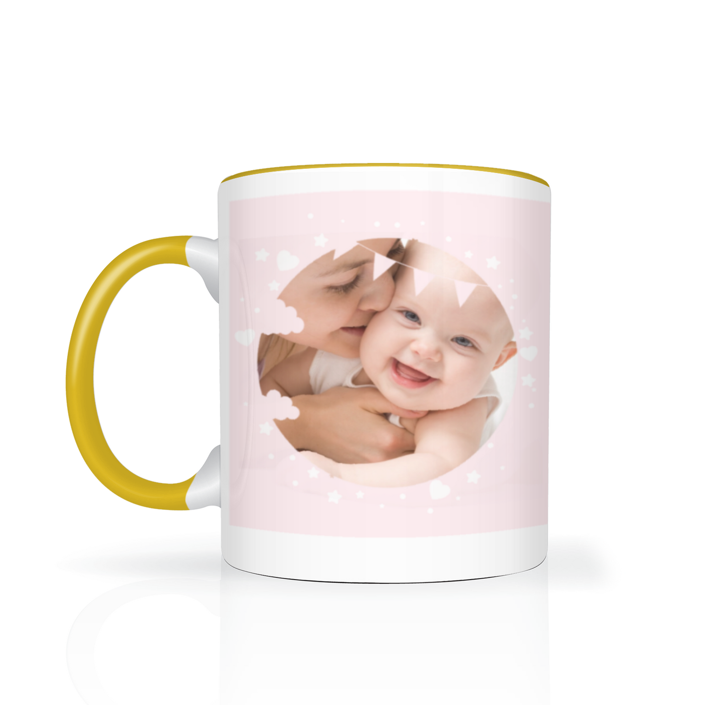 Personalised Cloud And Bunting Pink Photo 11oz Mug