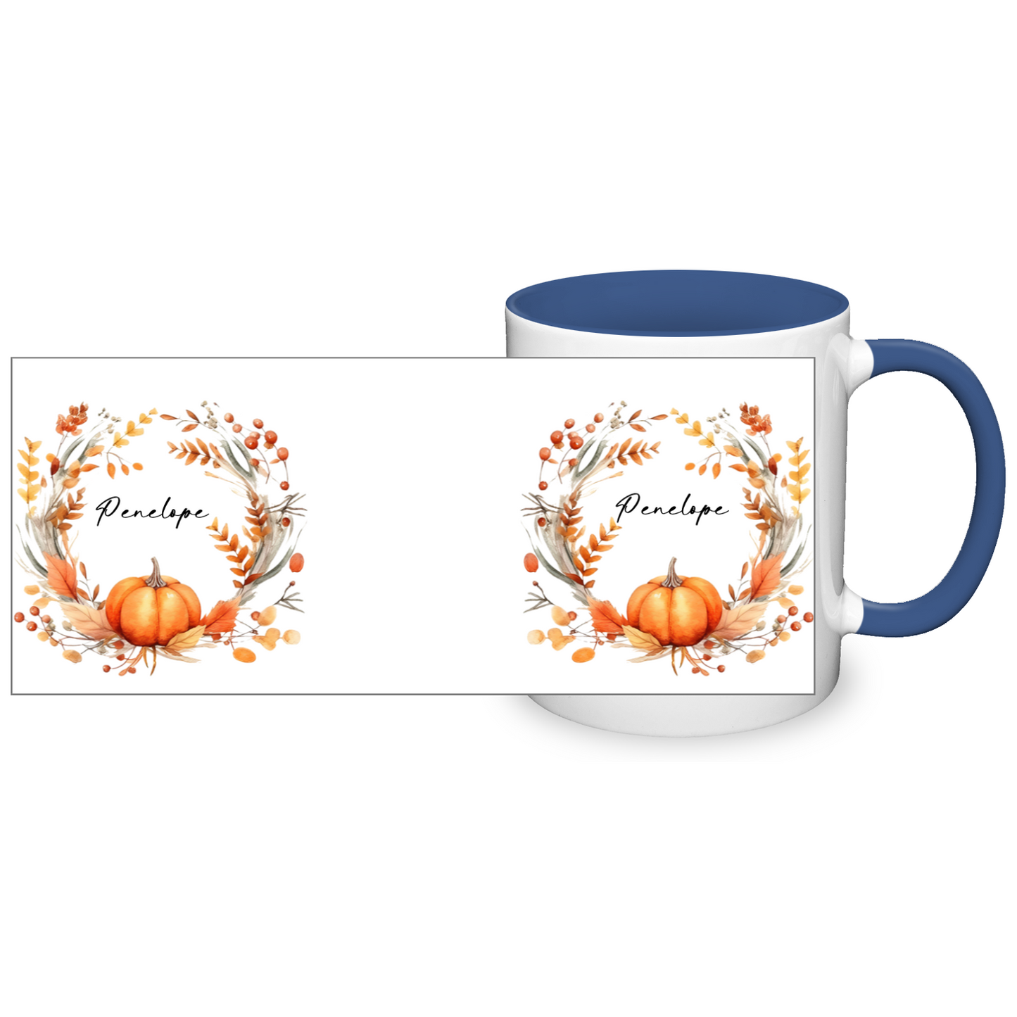 Personalised Autumn Wreath 11oz Mug