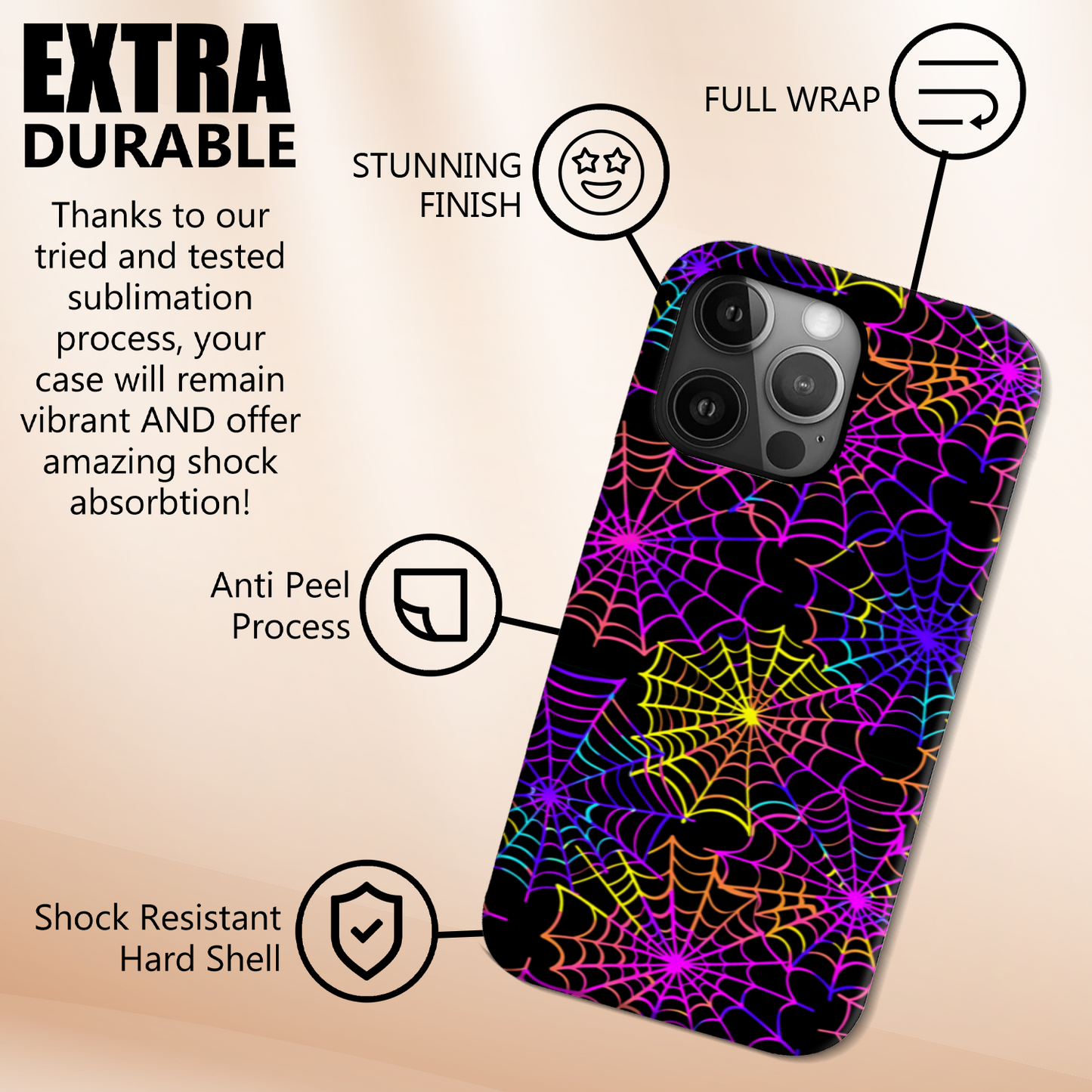 Multi Colour Spider Web Tough Phone Case