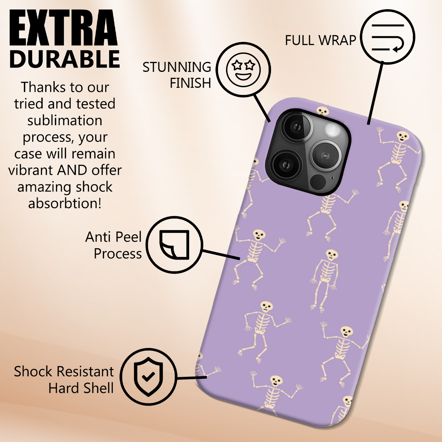 Lilac Skeletons Tough Phone Case