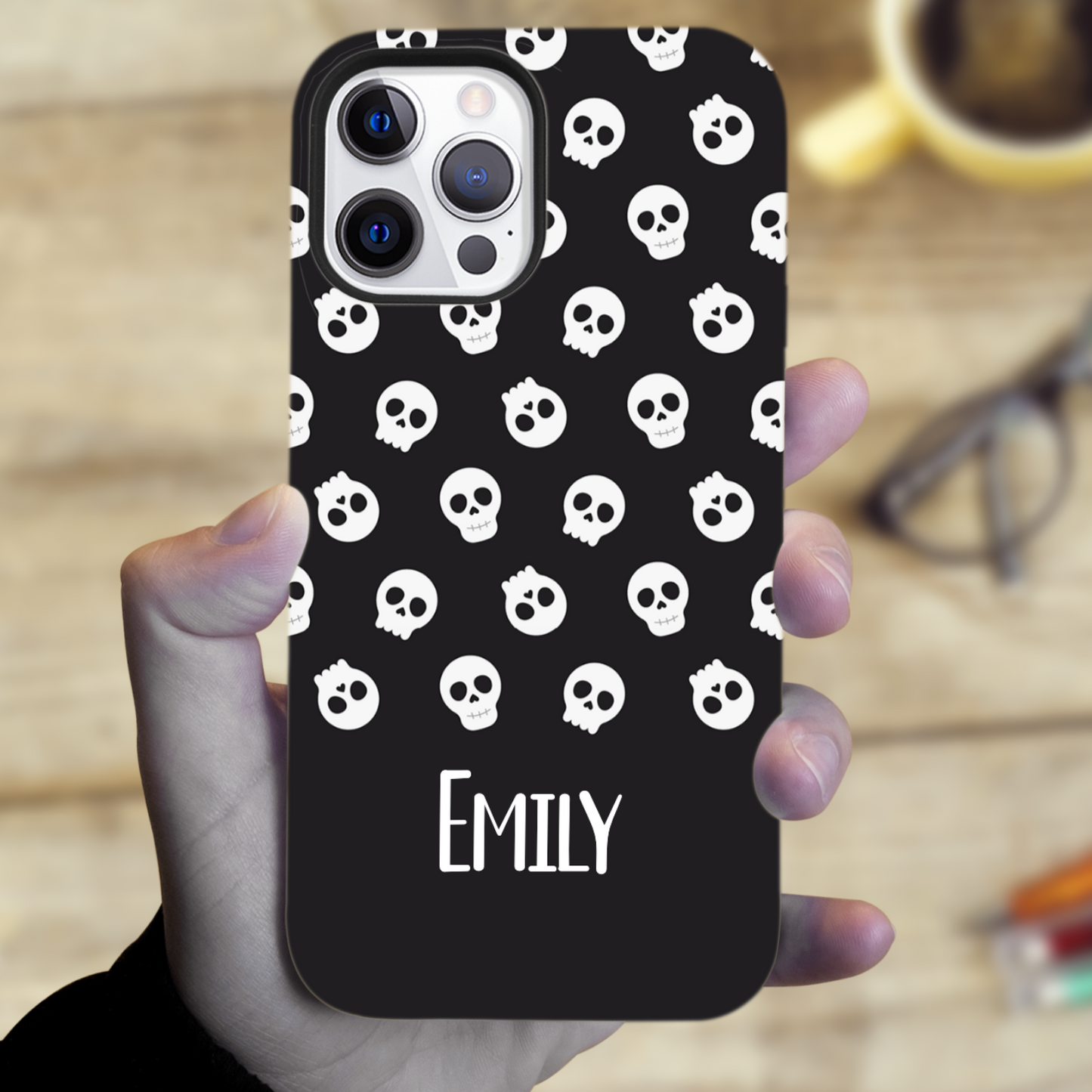 Personalised Black Skulls Tough Phone Case