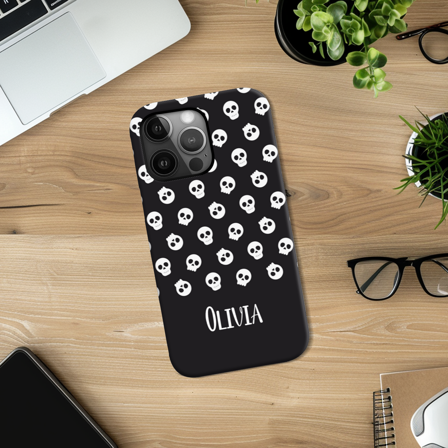Personalised Black Skulls Slim Phone Case