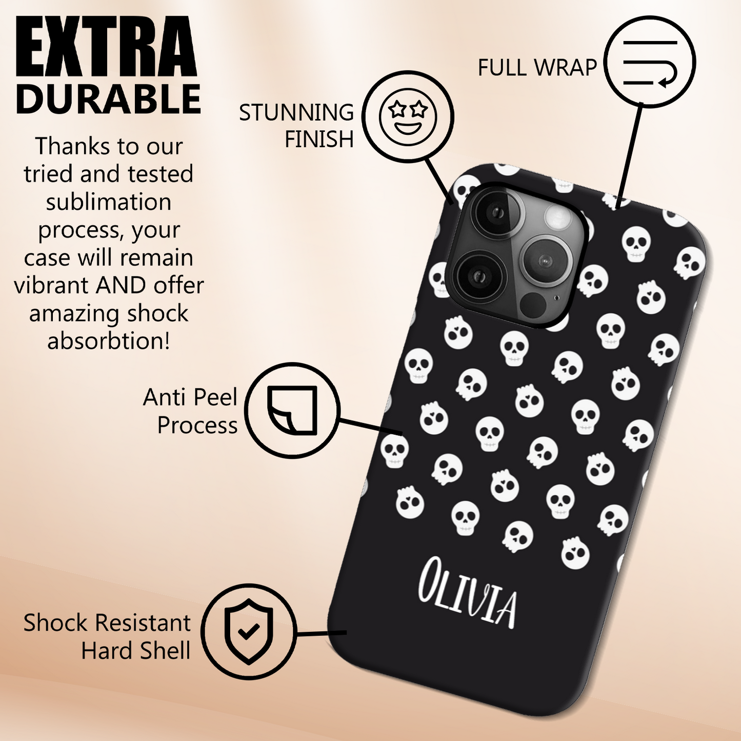 Personalised Black Skulls Slim Phone Case