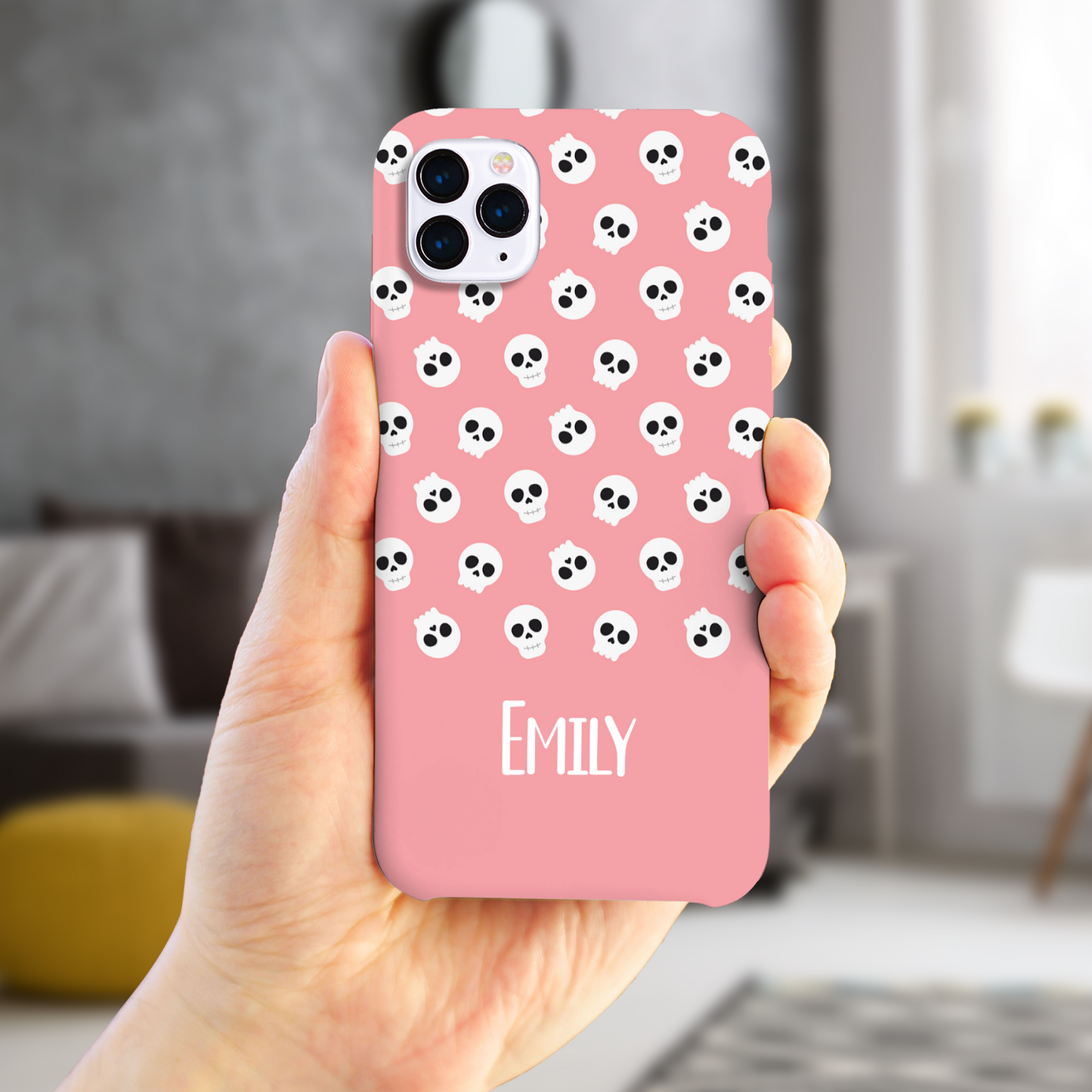 Personalised Pink Skulls Slim Phone Case