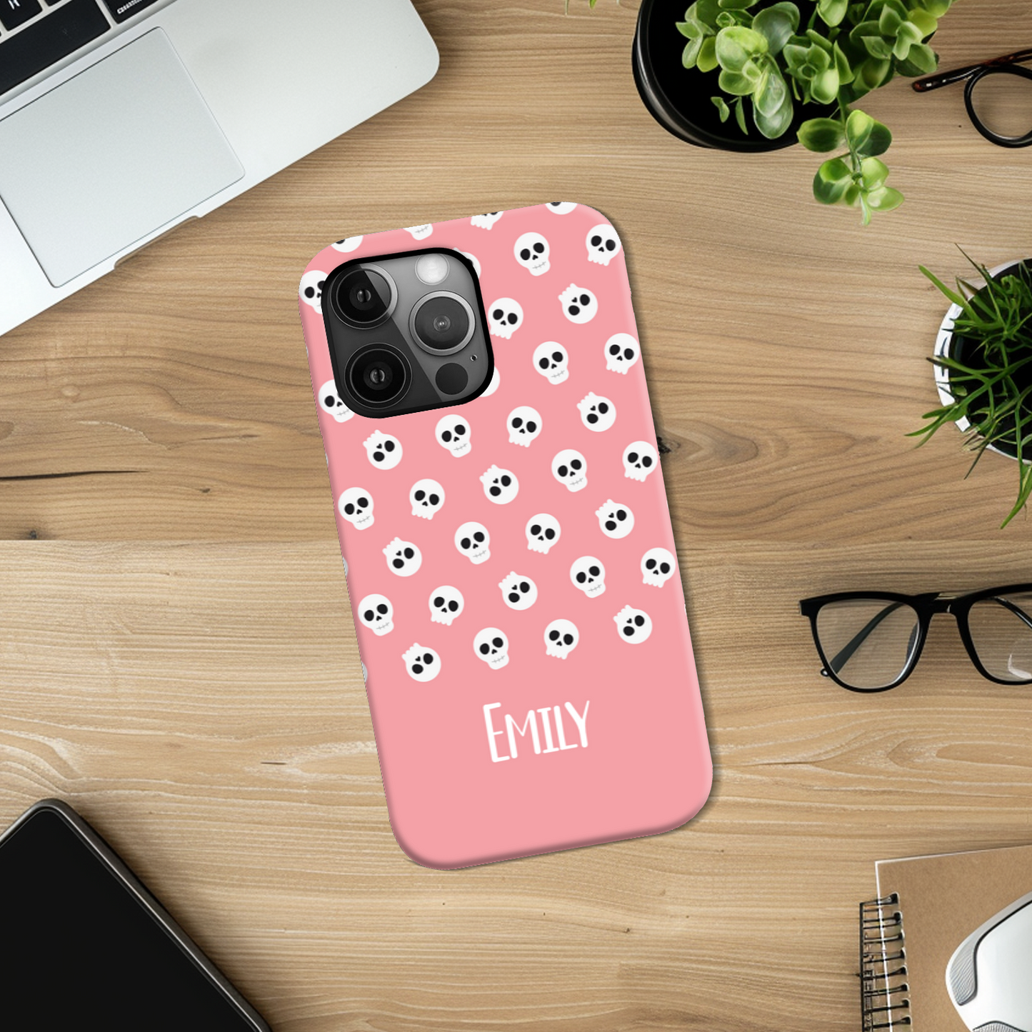 Personalised Pink Skulls Slim Phone Case
