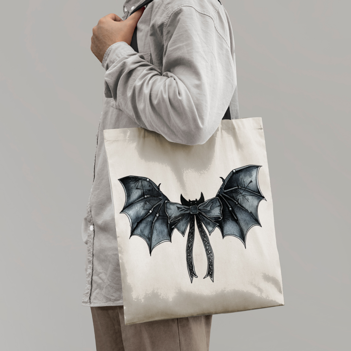 Bat And Bow Design Tote Bag