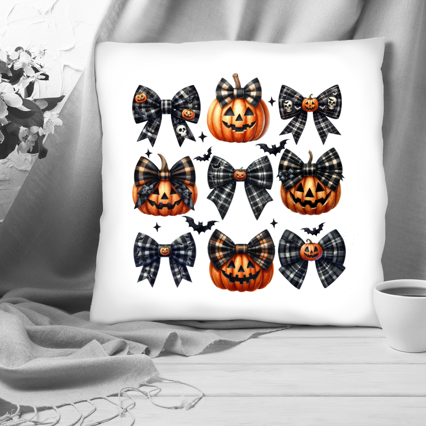 Halloween Pumpkins Design Poly Linen Cushion