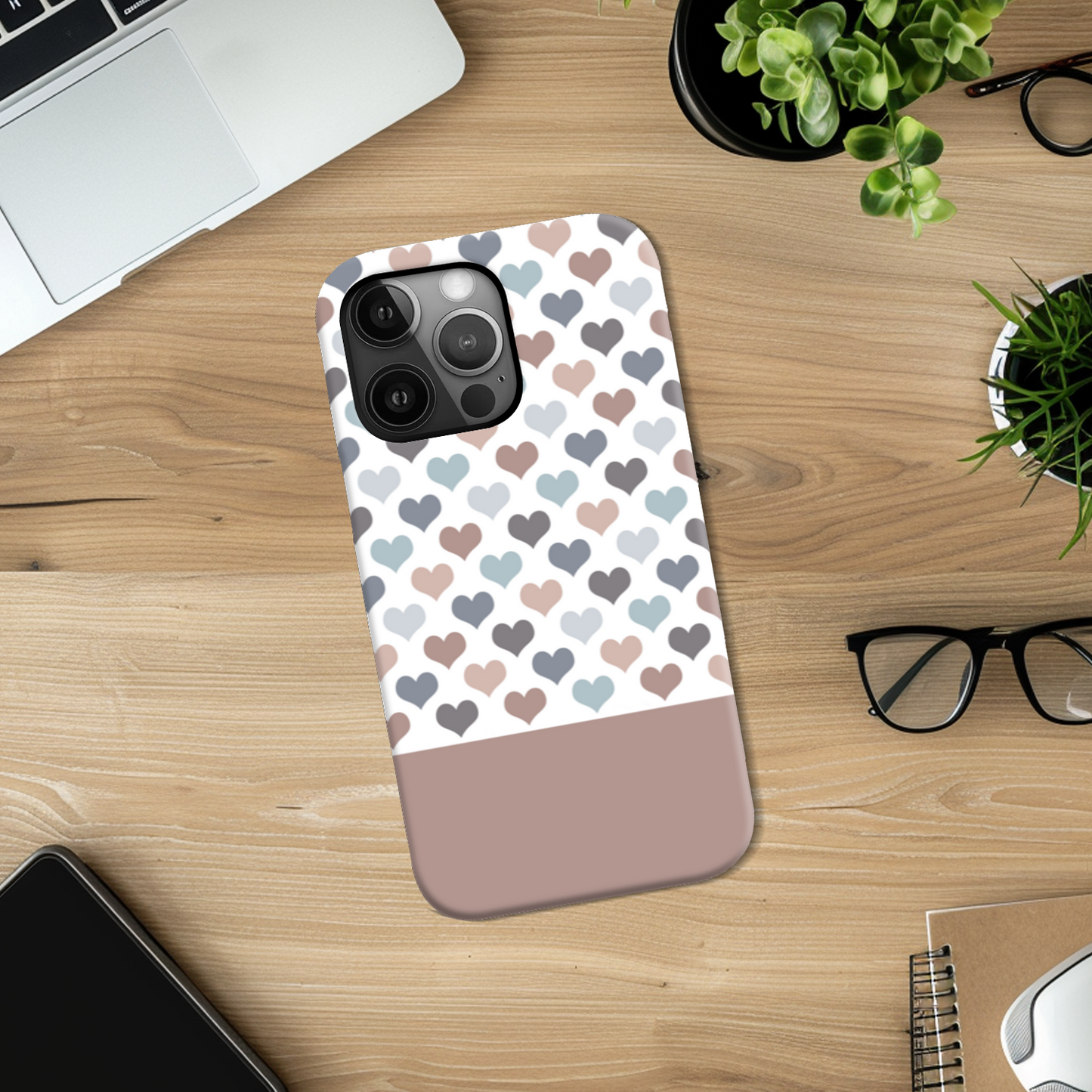 Mocca Hearts Slim Phone Case