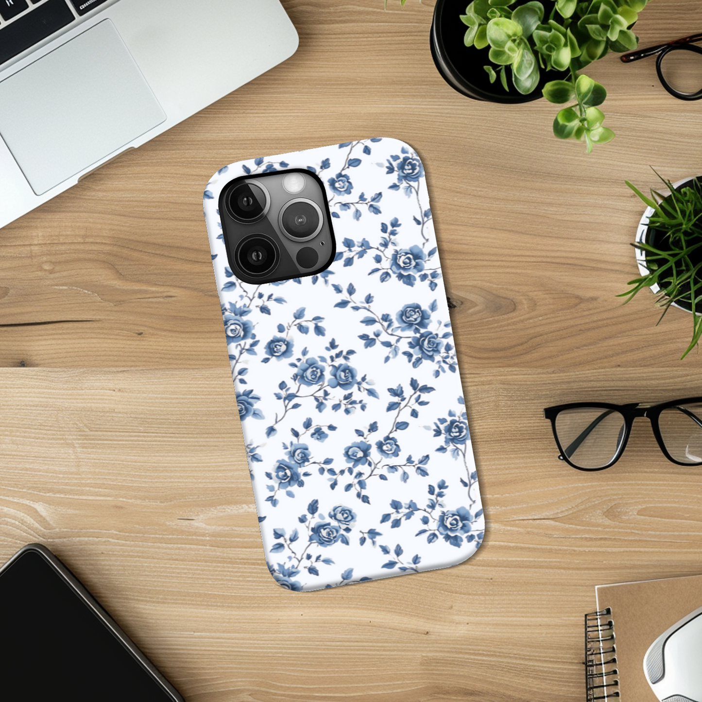 Blue Floral Tough Phone Case