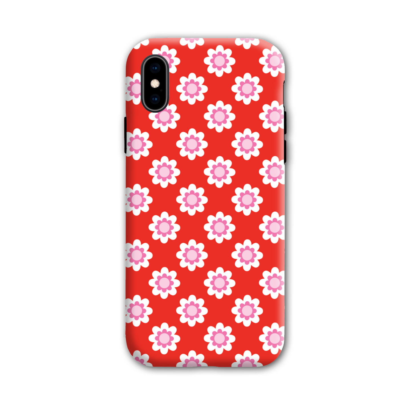 Red Floral Tough Phone Case