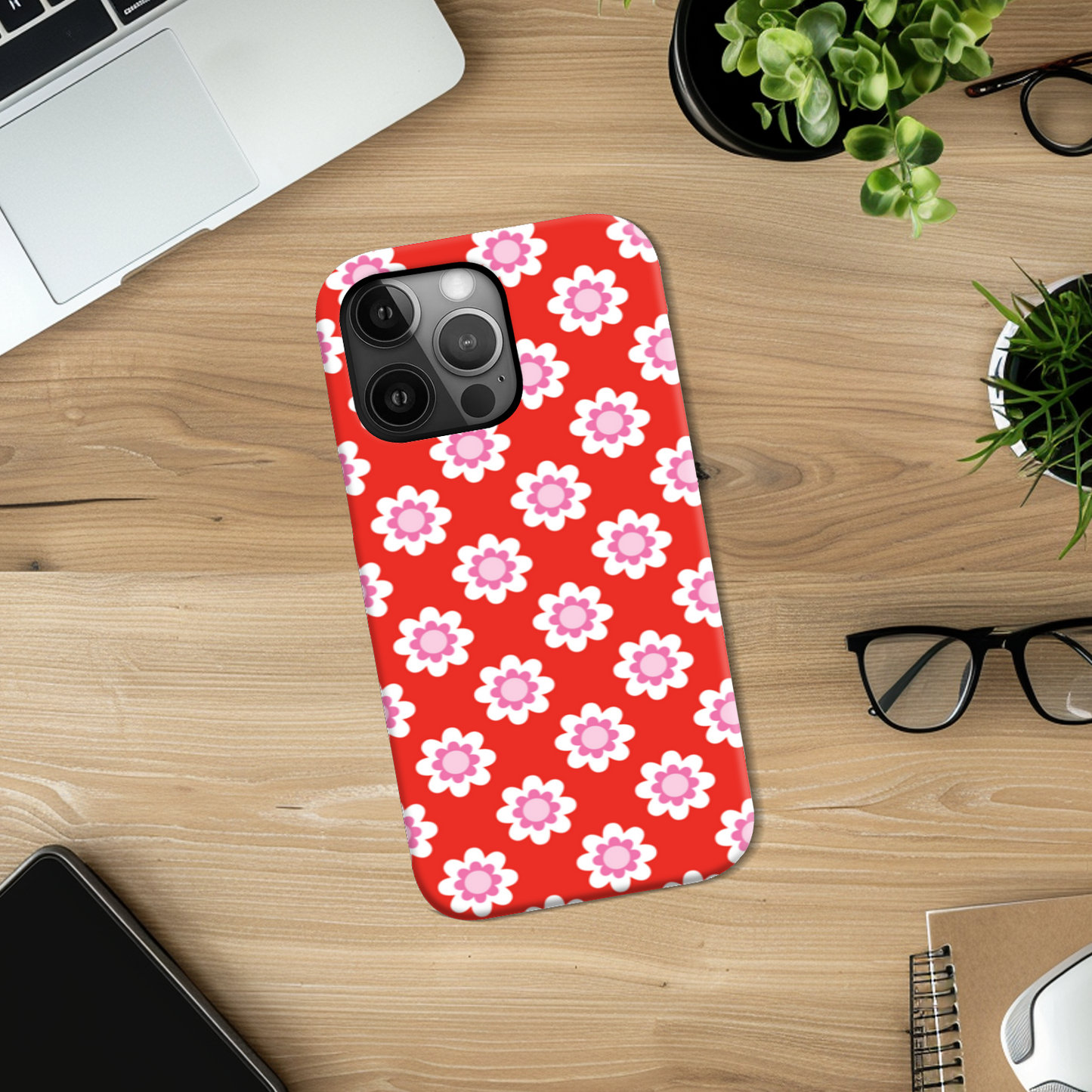 Red Floral Tough Phone Case