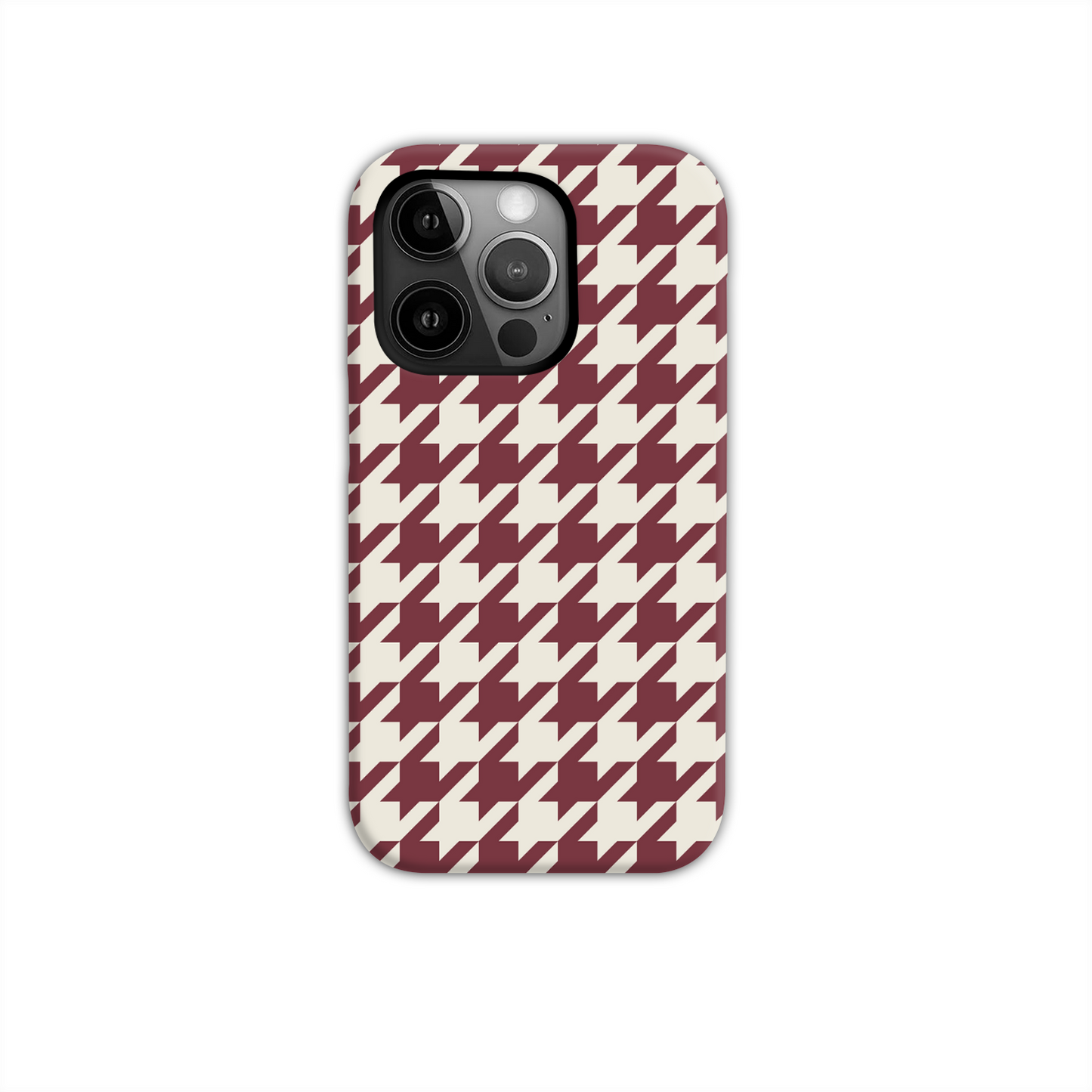 Burgundy Houndstooth Tough Phone Case