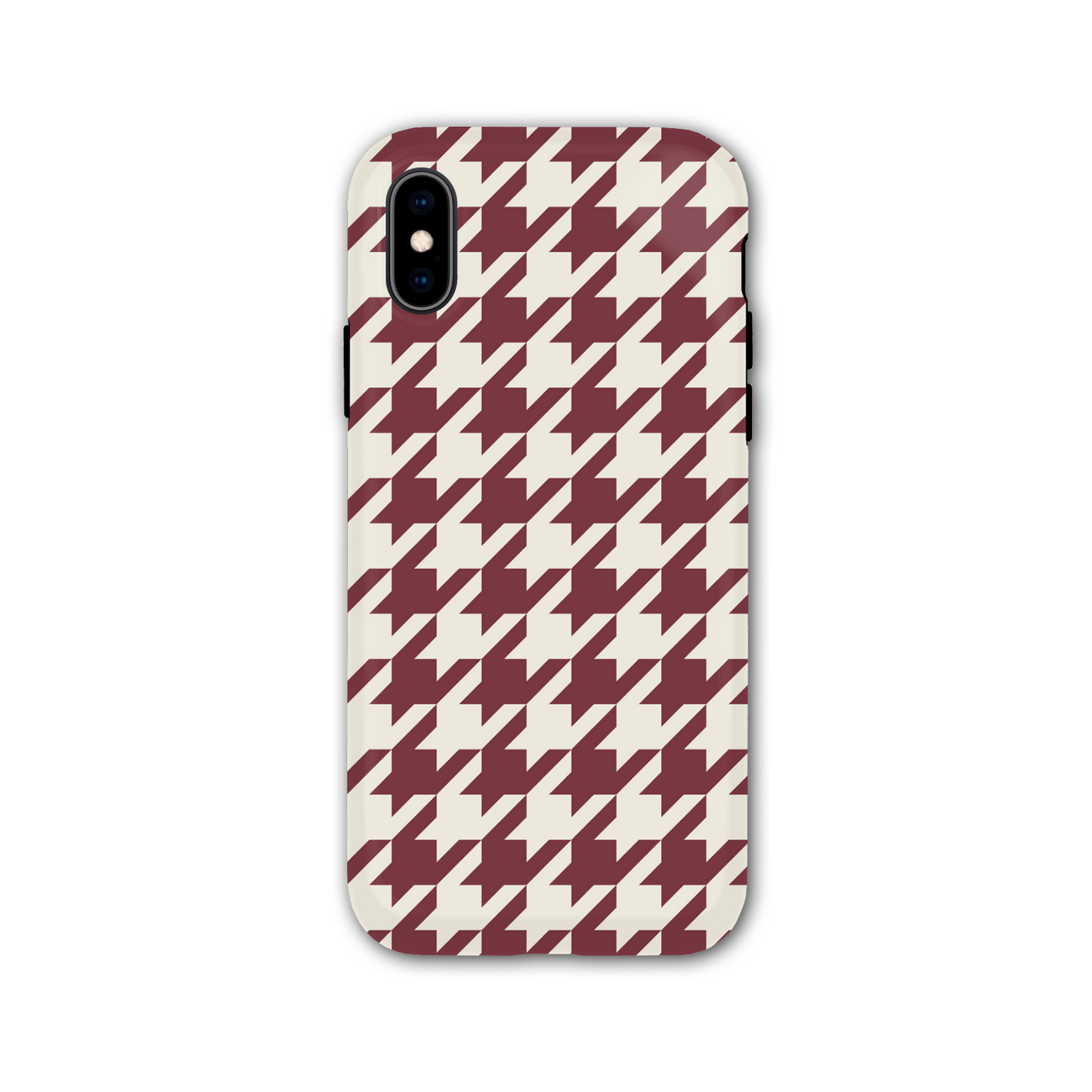 Burgundy Houndstooth Tough Phone Case