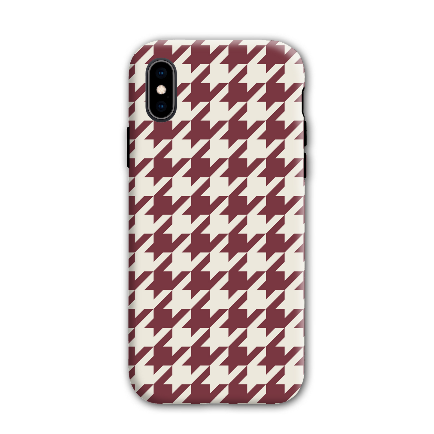 Burgundy Houndstooth Tough Phone Case