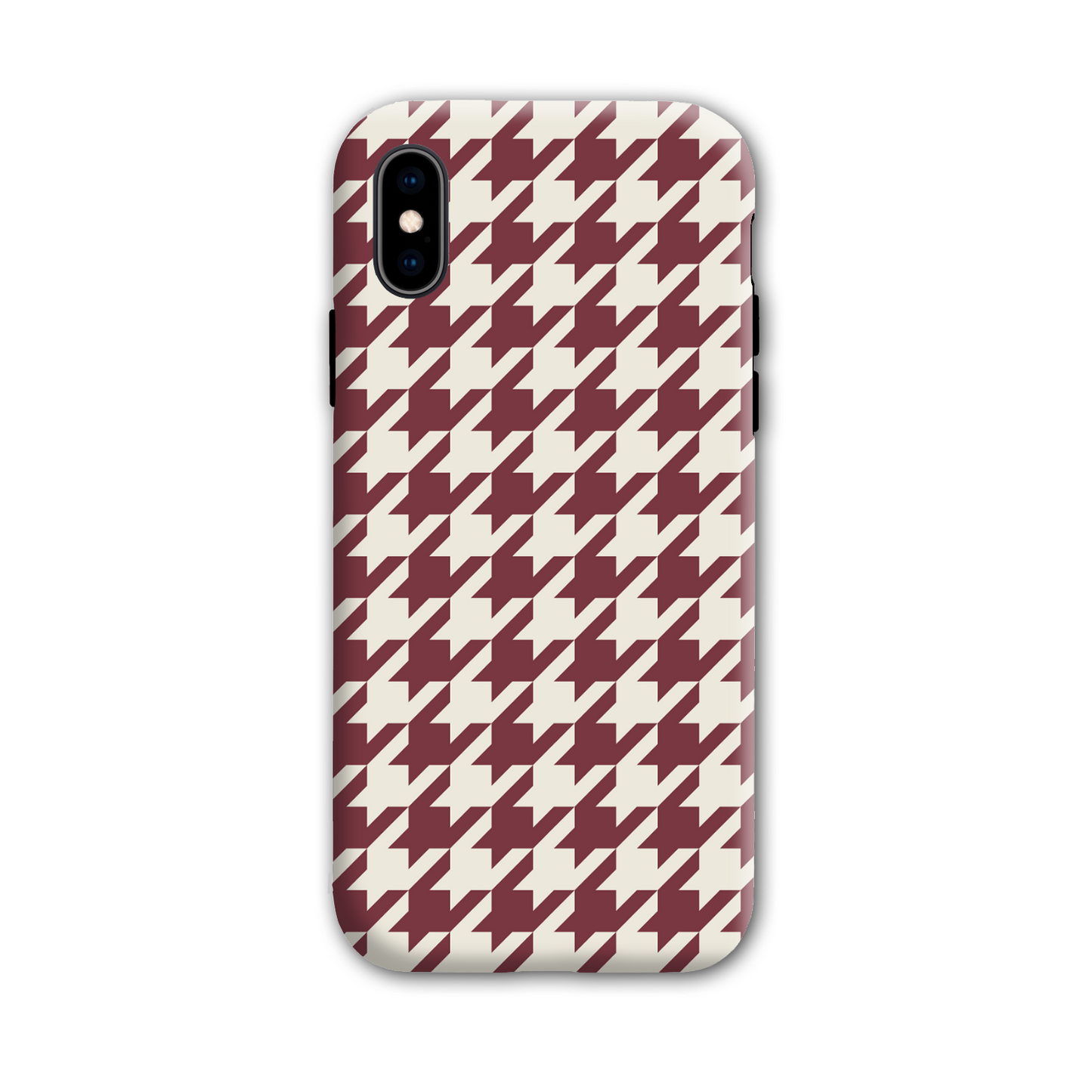 Burgundy Houndstooth Tough Phone Case